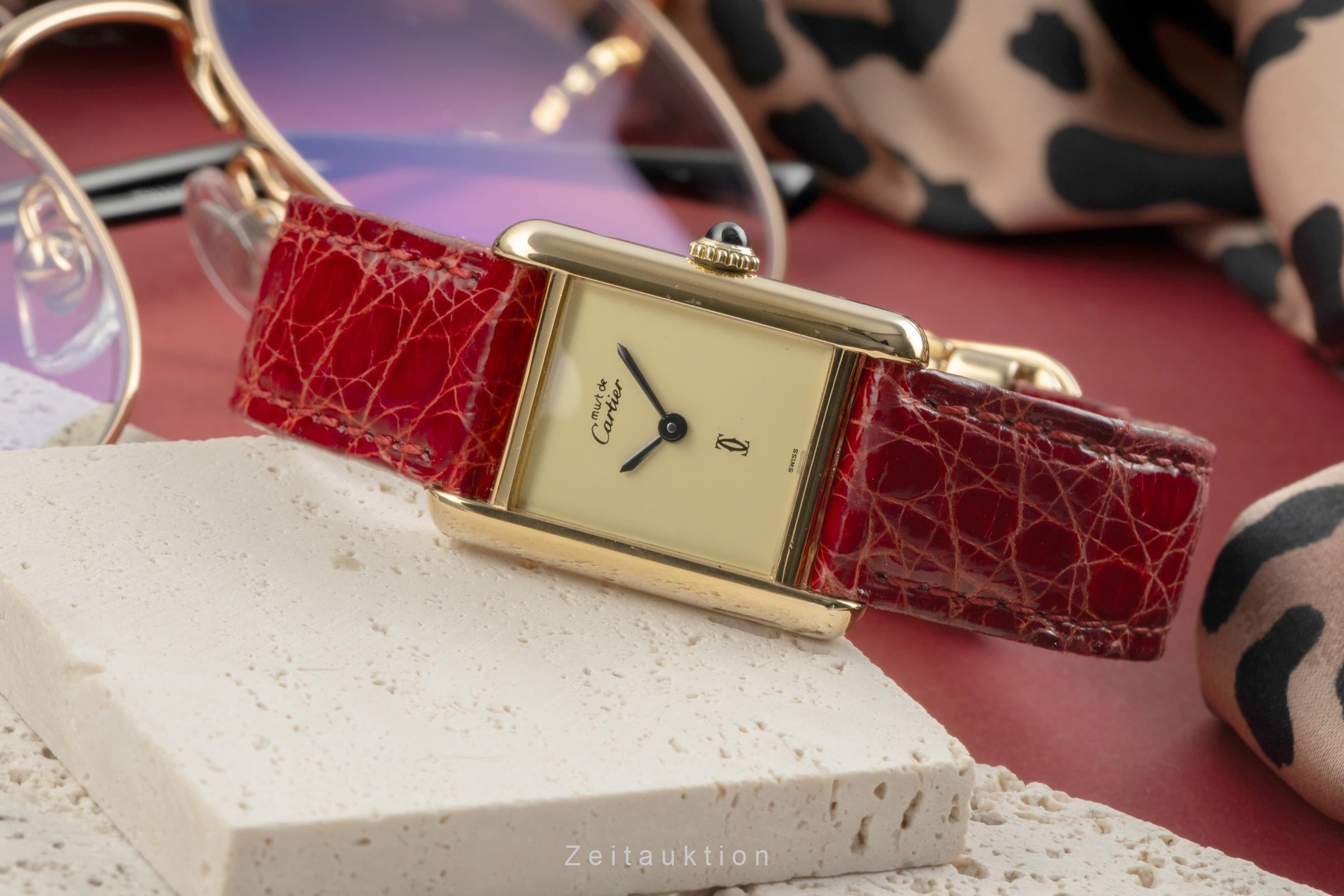 Cartier Tank argent doré à remontage manuel montre pour femmes 3  [2504215]