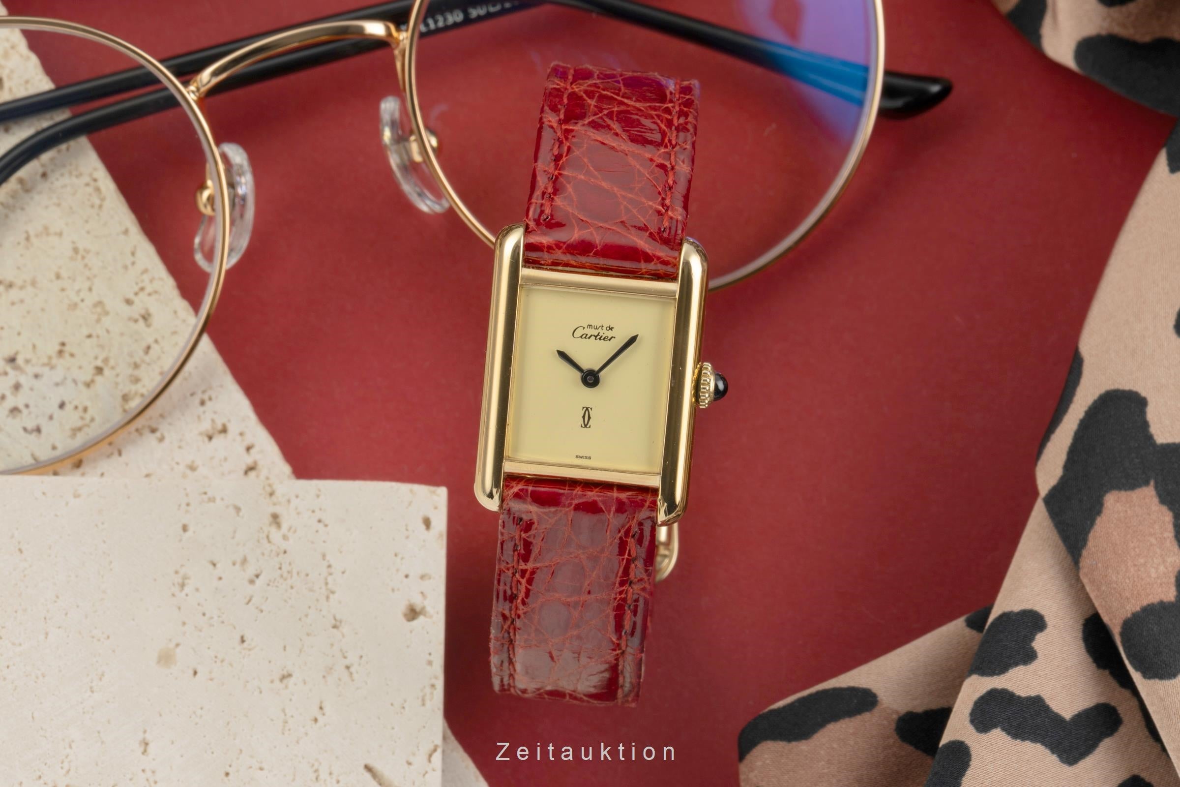 Cartier Tank argent doré à remontage manuel montre pour femmes 3  [2504215]