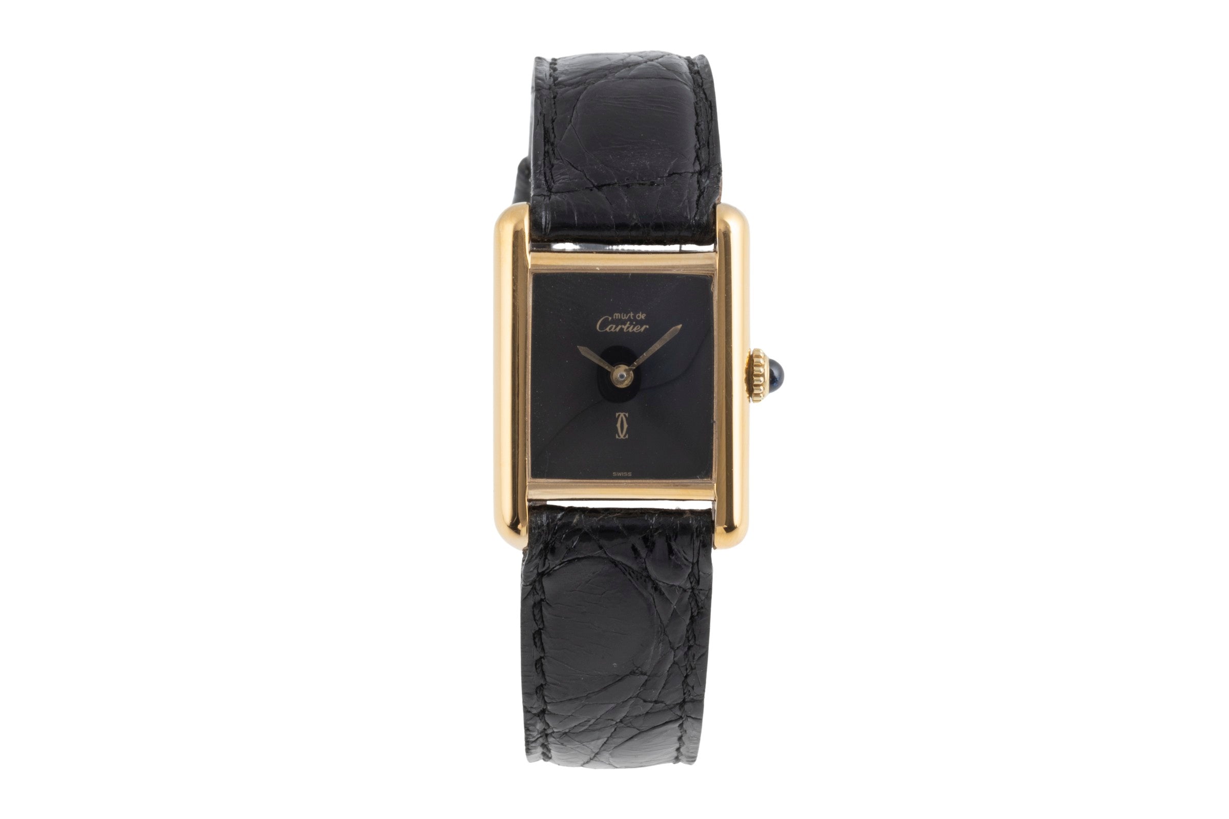 Cartier Tank must de Cartier PM Black Dial 925 Silber Handaufzug Damenuhr Ref. 3 [2504217]