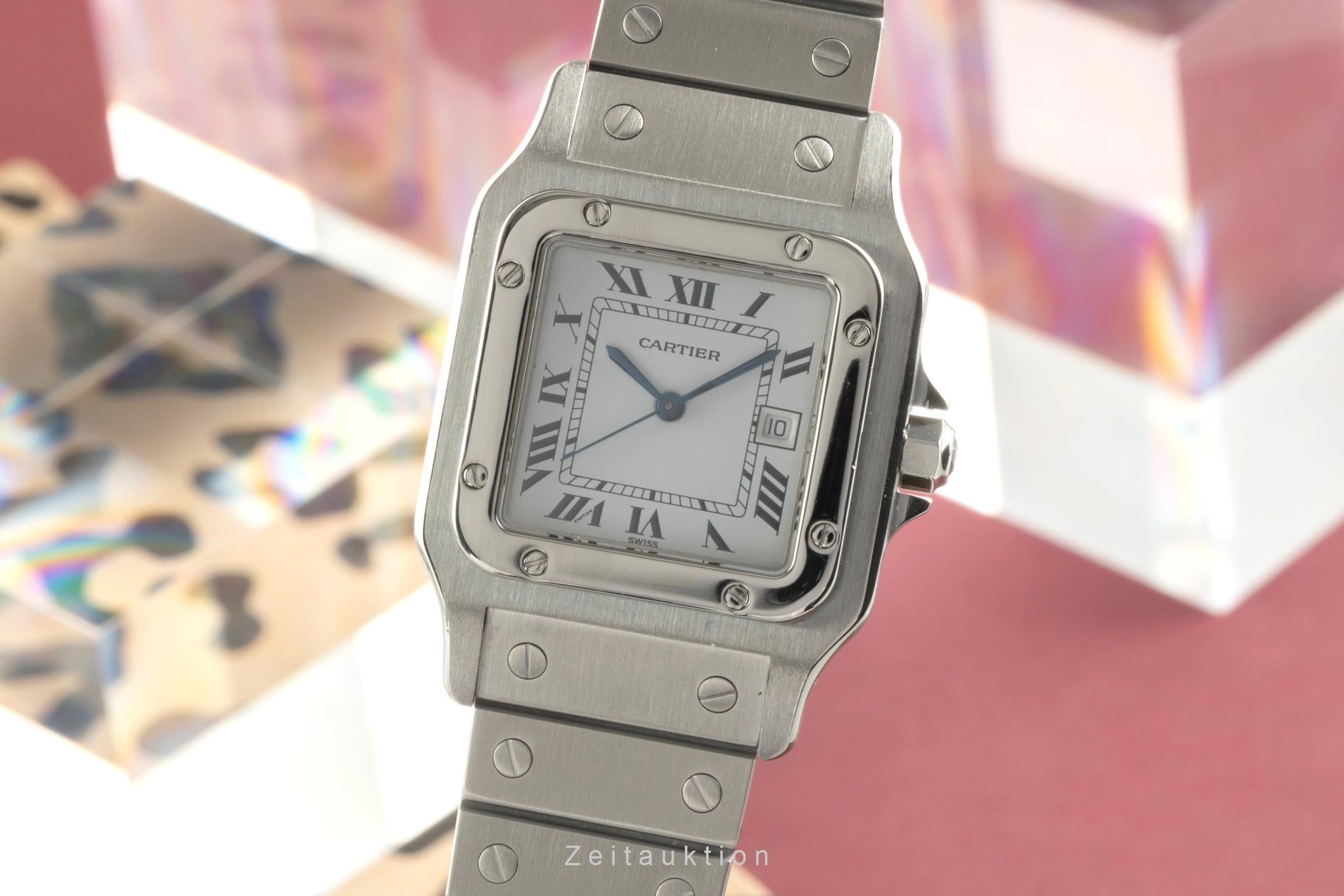 Cartier Santos Carrée GM "White Roman" Edelstahl Automatik Herrenuhr Ref. 2960  [2504220]