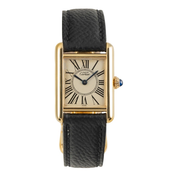 Cartier must Tank SM 925 Silber vergoldet Quarz Damenuhr Ref. W1005554 5057001 [2504292]