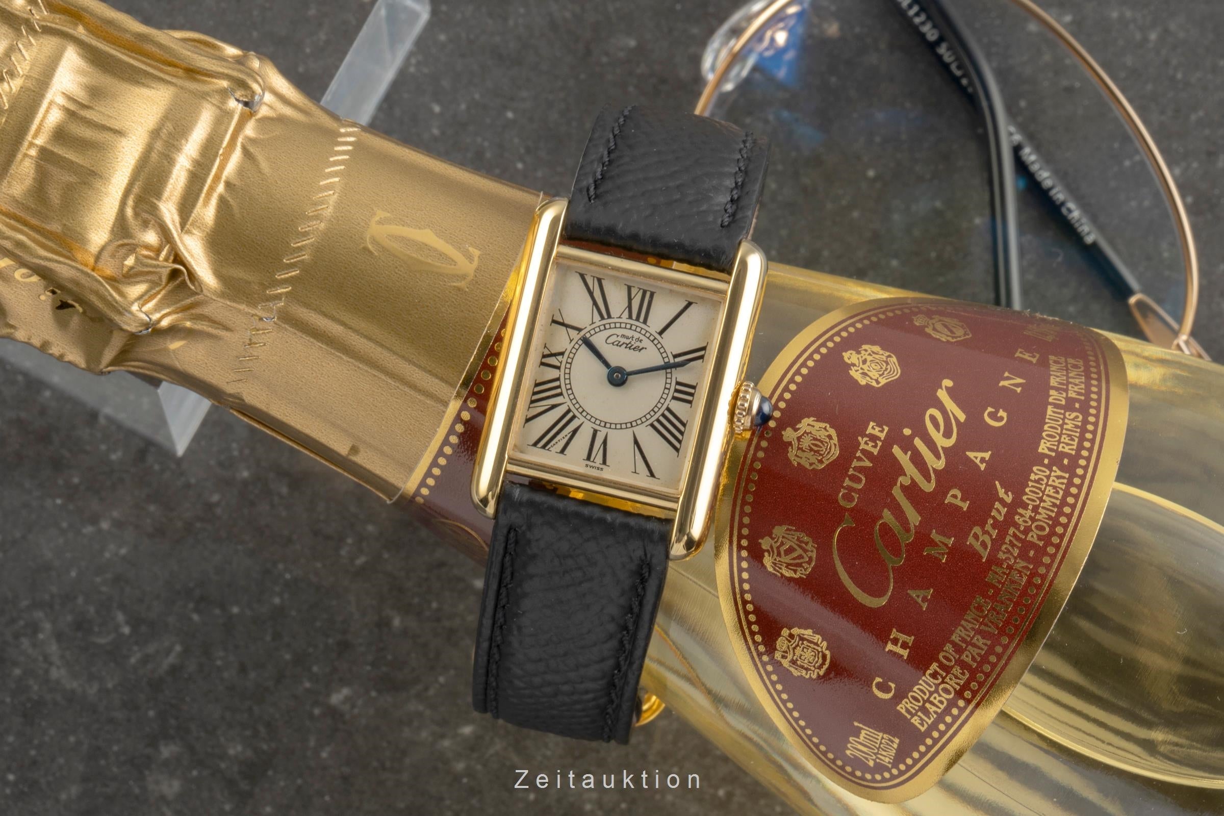 Cartier must Tank SM 925 Silber vergoldet Quarz Damenuhr Ref. W1005554 5057001 [2504292]