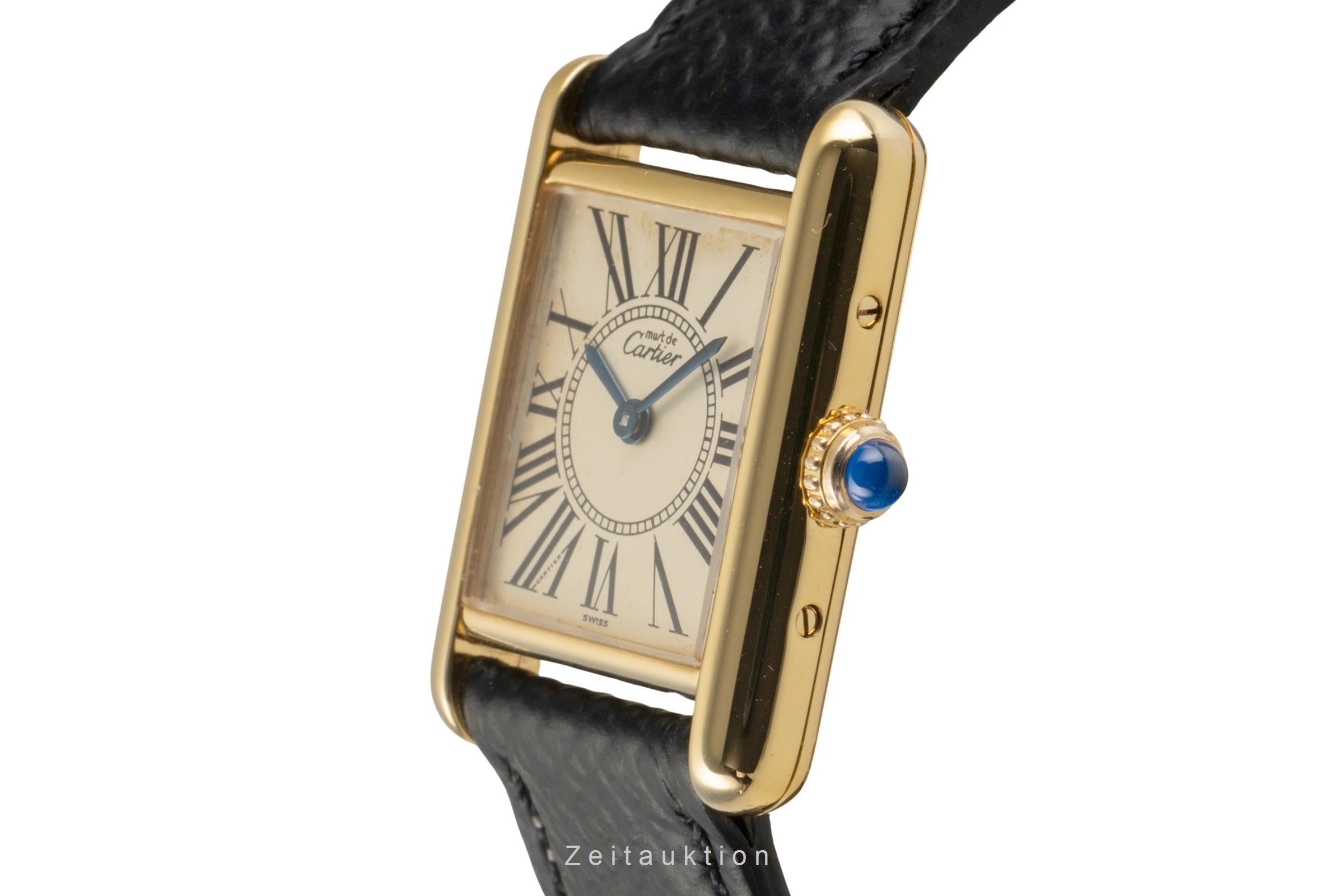 Cartier must Tank SM 925 Silber vergoldet Quarz Damenuhr Ref. W1005554 5057001 [2504292]
