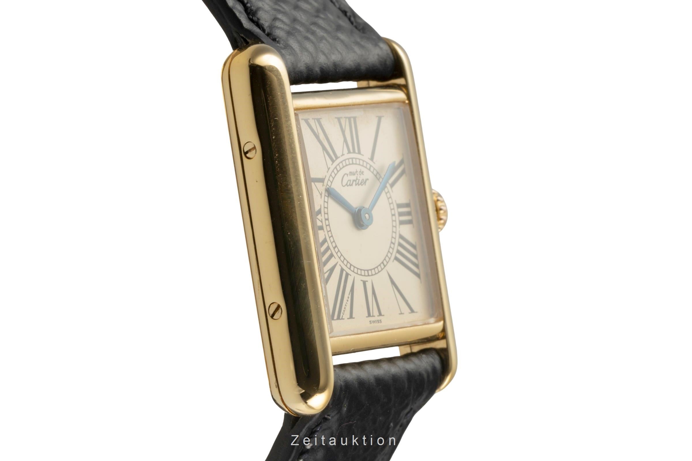 Cartier must Tank SM 925 Silber vergoldet Quarz Damenuhr Ref. W1005554 5057001 [2504292]