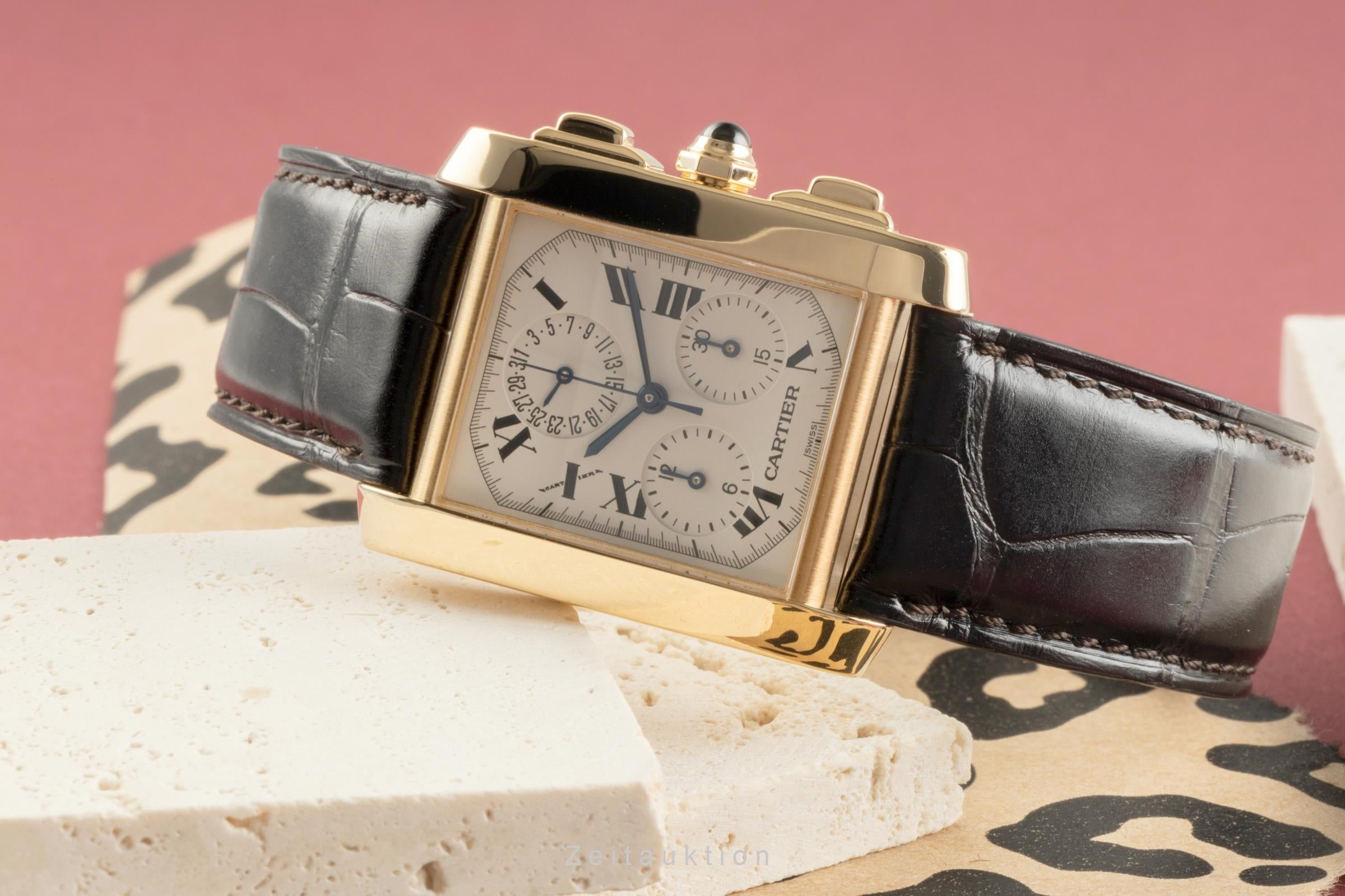 Cartier Tank Francaise chronograph 18 ct gold quartz Kal. 212P Ref