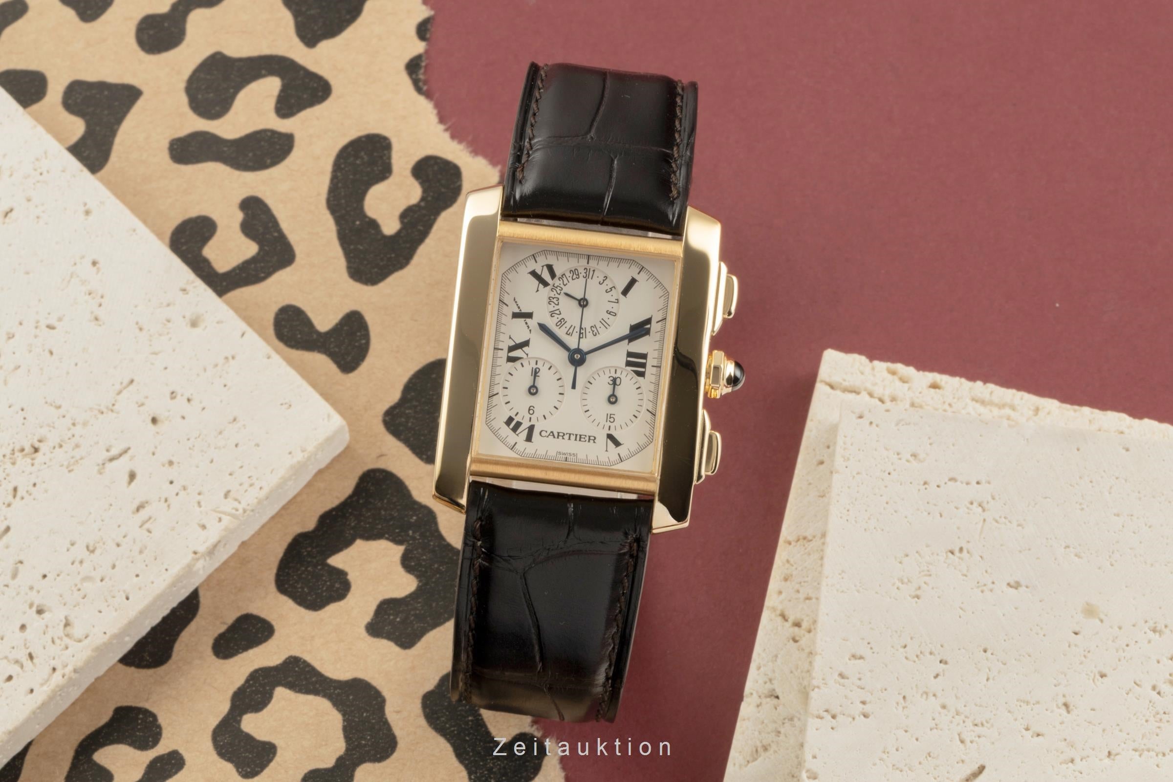 Cartier Tank Francaise chronograph 18 ct gold quartz Kal. 212P Ref