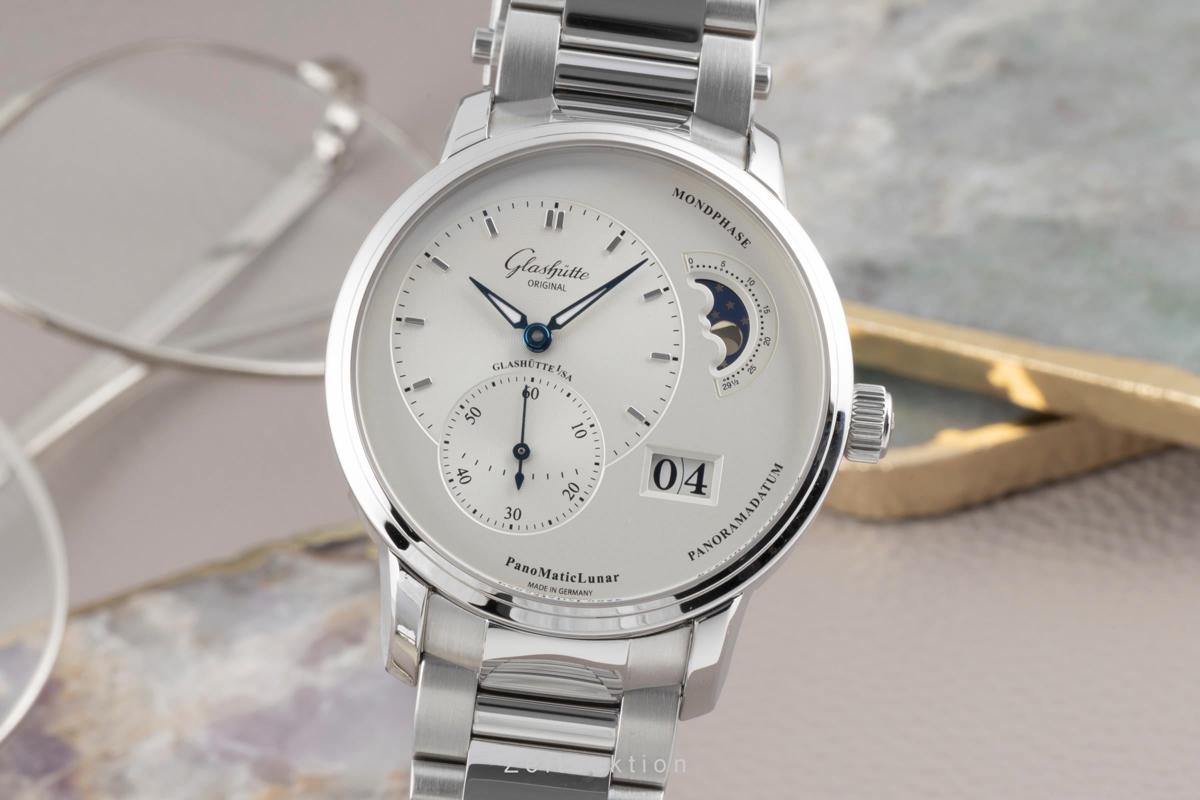 Glashütte PanoMaticLunar acier automatique montre pour hommes 90.02.42.32.24  [2504315]