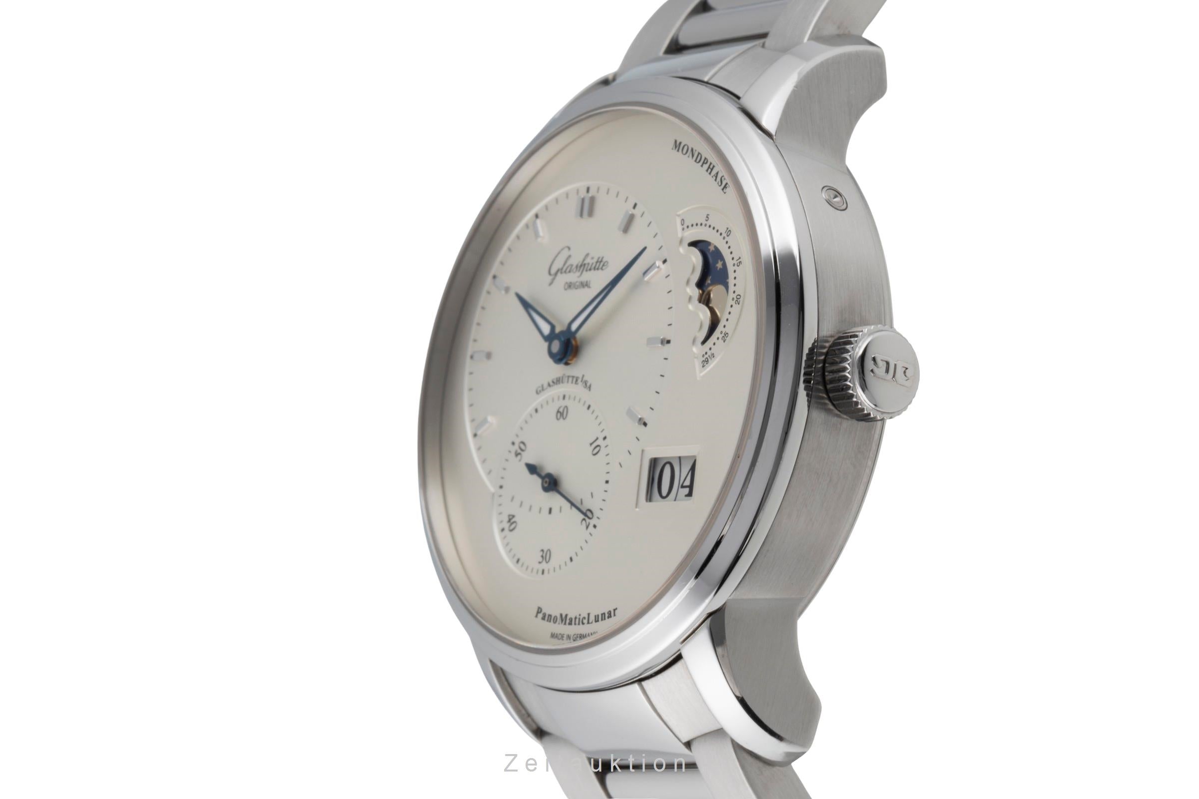 Glashütte PanoMaticLunar Stahl Automatik Herrenuhr Ref. 90.02.42.32.24 B&P 2014 [2504315]