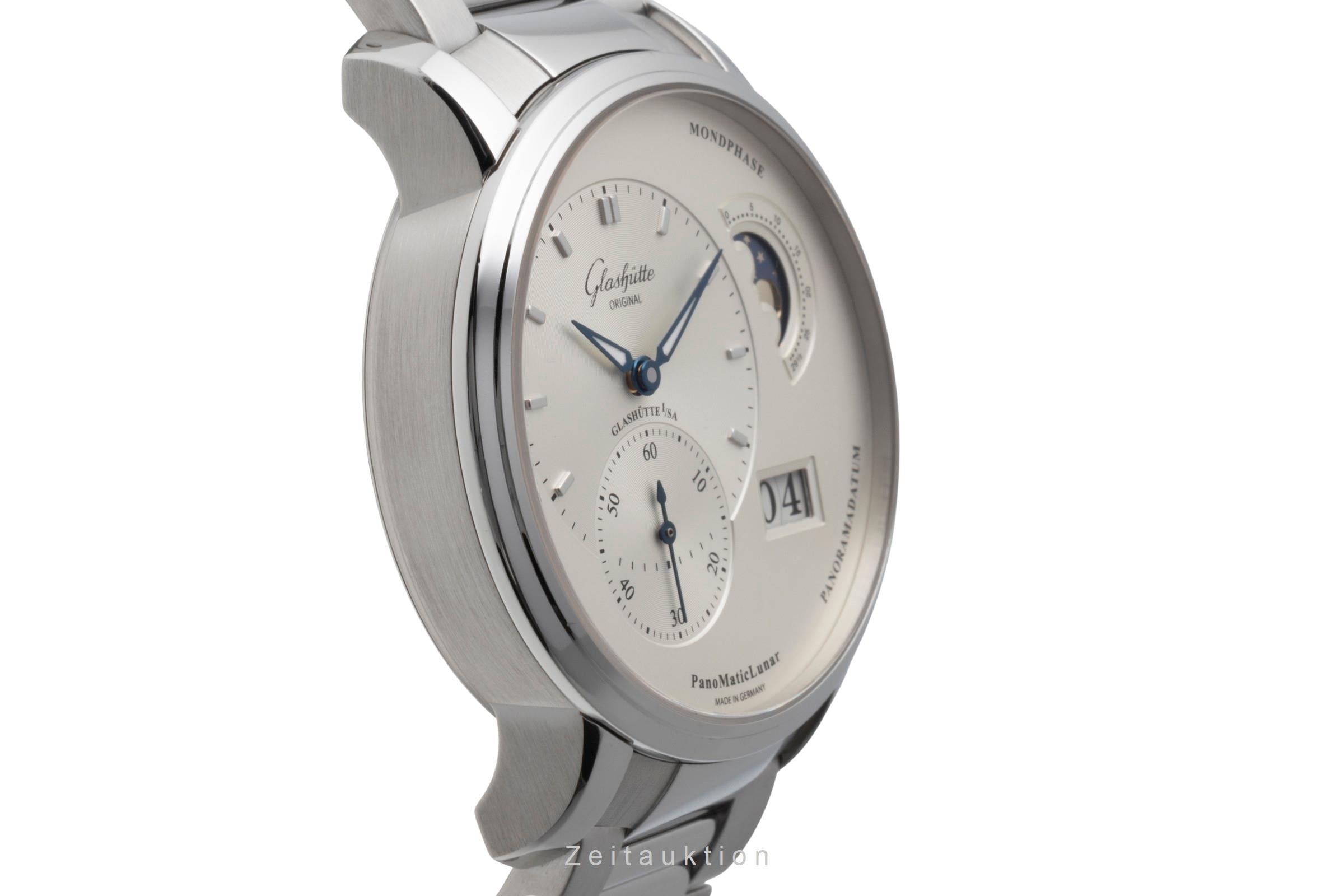 Glashütte PanoMaticLunar Stahl Automatik Herrenuhr Ref. 90.02.42.32.24 B&P 2014 [2504315]