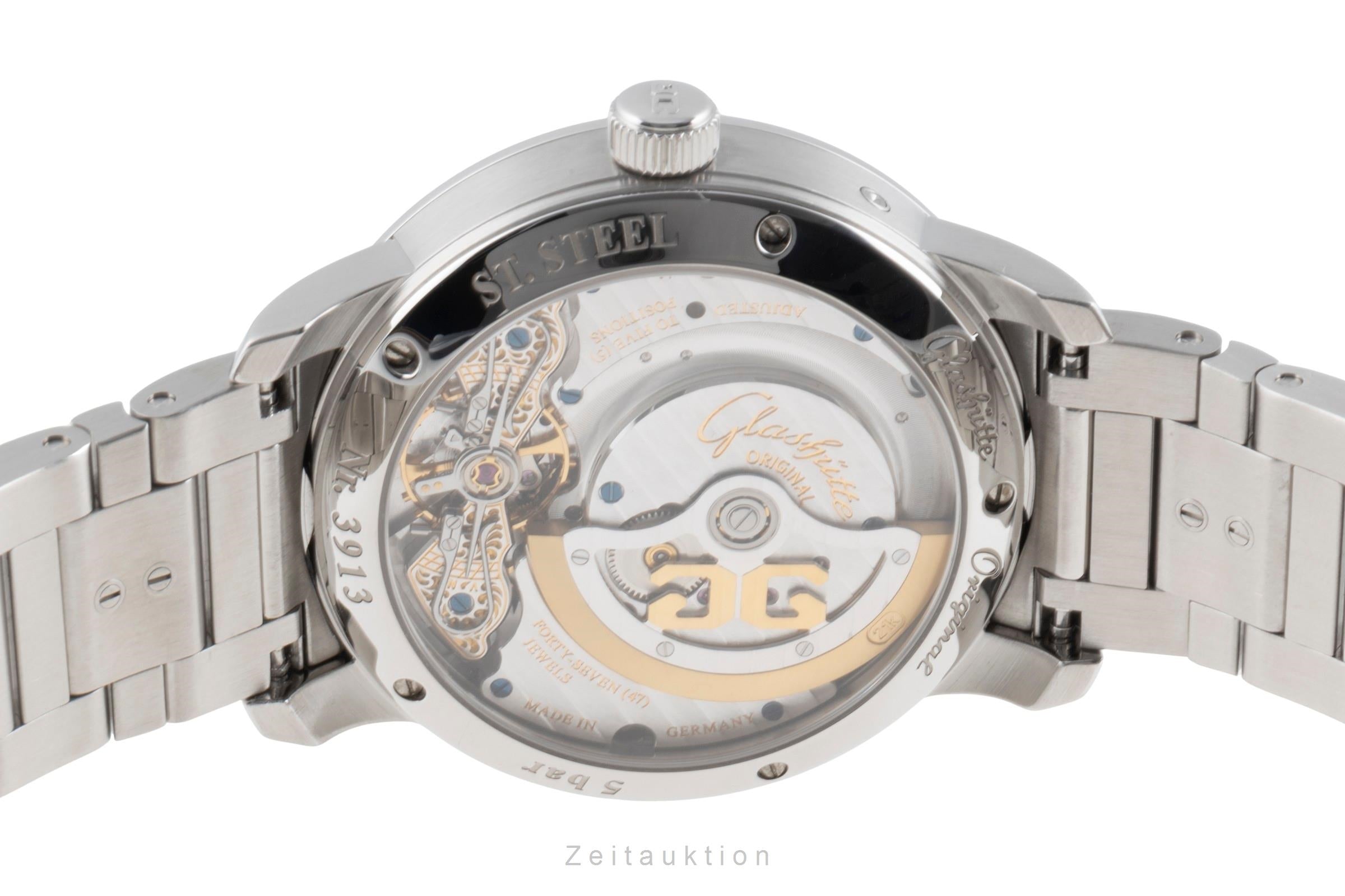 Glashütte PanoMaticLunar Stahl Automatik Herrenuhr Ref. 90.02.42.32.24 B&P 2014 [2504315]