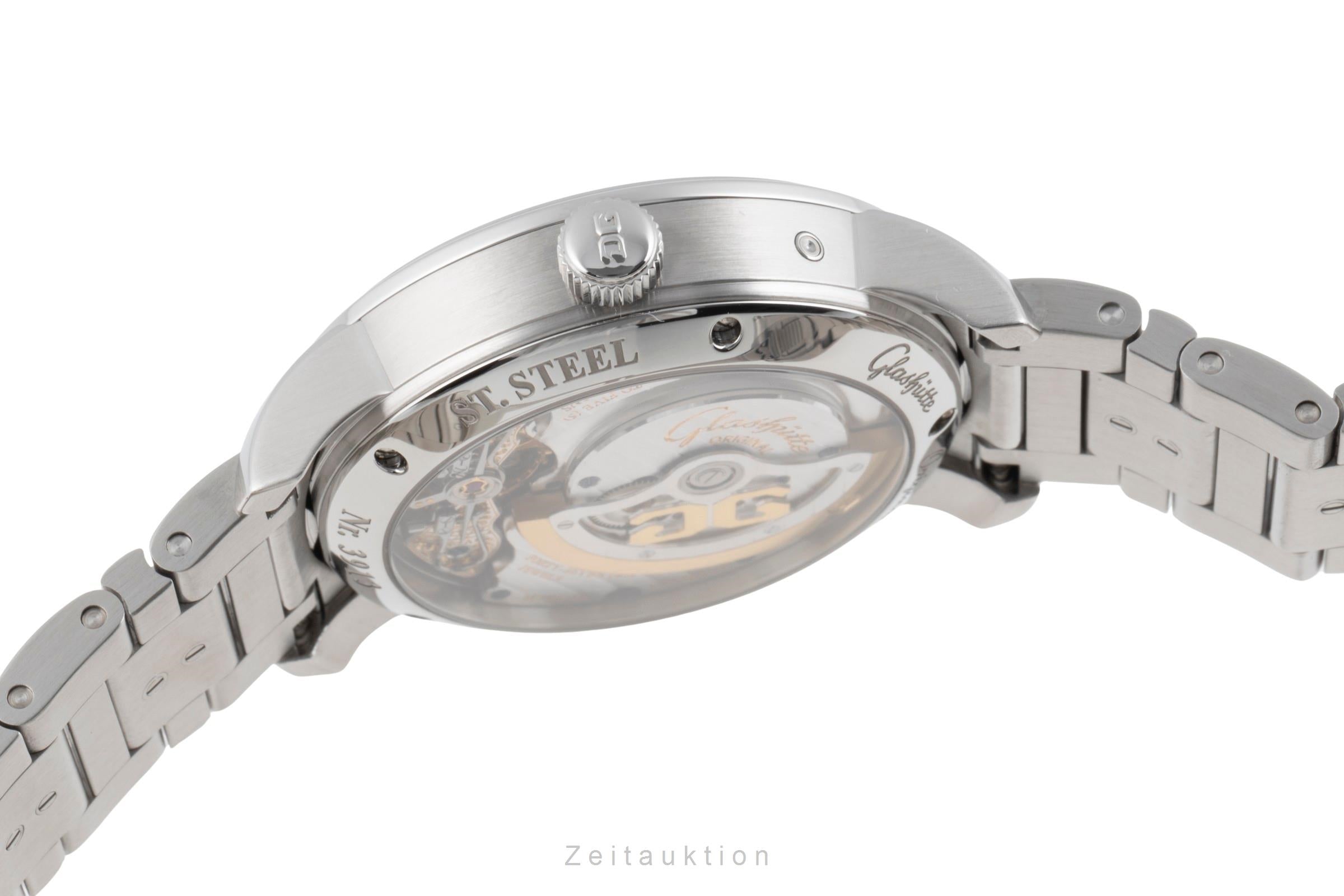 Glashütte PanoMaticLunar Stahl Automatik Herrenuhr Ref. 90.02.42.32.24 B&P 2014 [2504315]