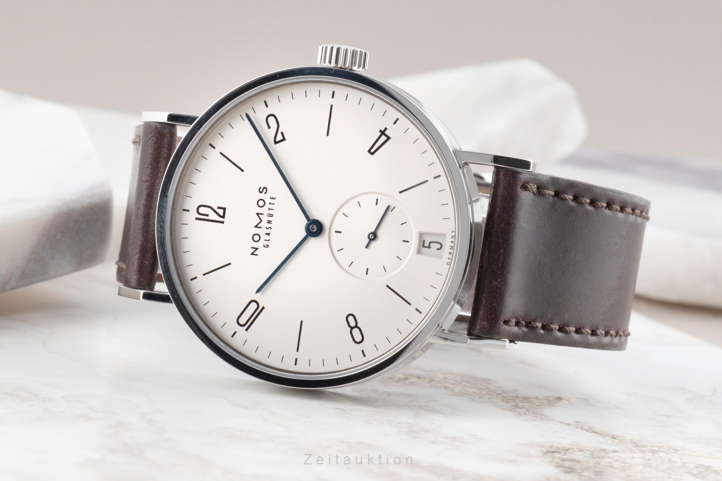 Nomos Glashütte Tangomat Datum Stahl Automatik Herrenuhr Ref. 602 B&P 2007 [2504365]