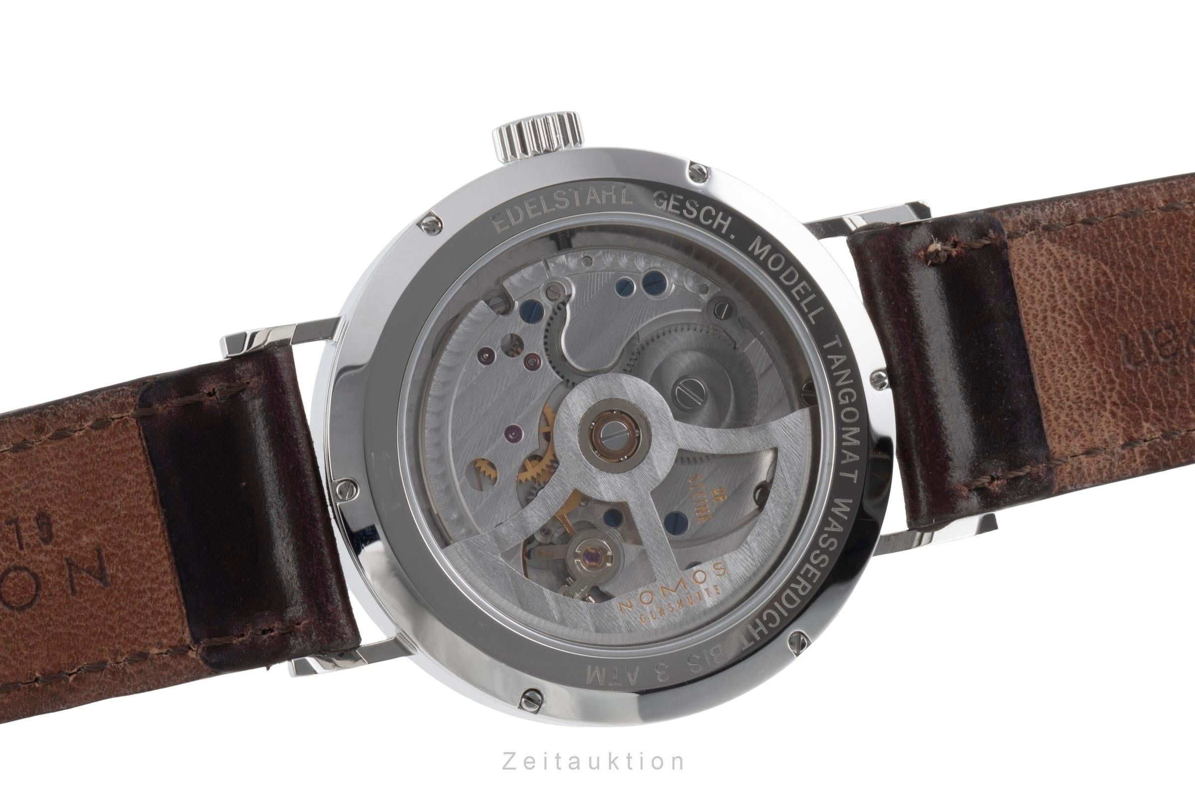 Nomos Glashütte Tangomat Datum Stahl Automatik Herrenuhr Ref. 602 B&P 2007 [2504365]