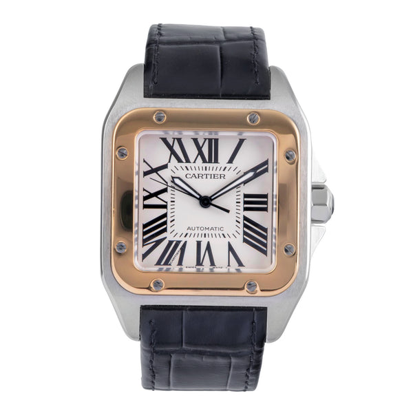 Cartier Santos 100 XL Stahl Gold Automatik Herrenuhr Ref. W20072X7 B&P 2015 [2504420]