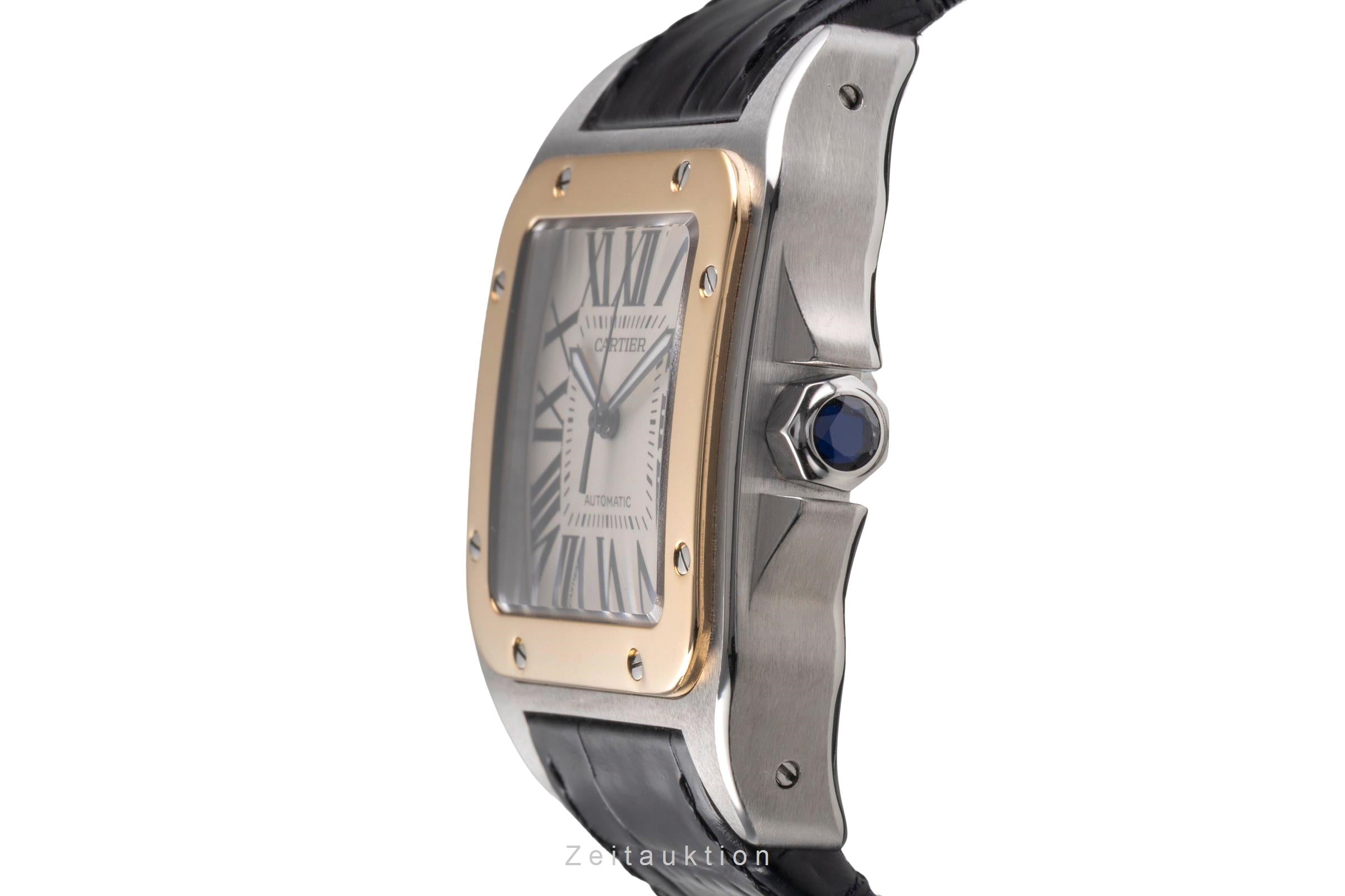Cartier Santos 100 XL Stahl Gold Automatik Herrenuhr Ref. W20072X7 B&P 2015 [2504420]