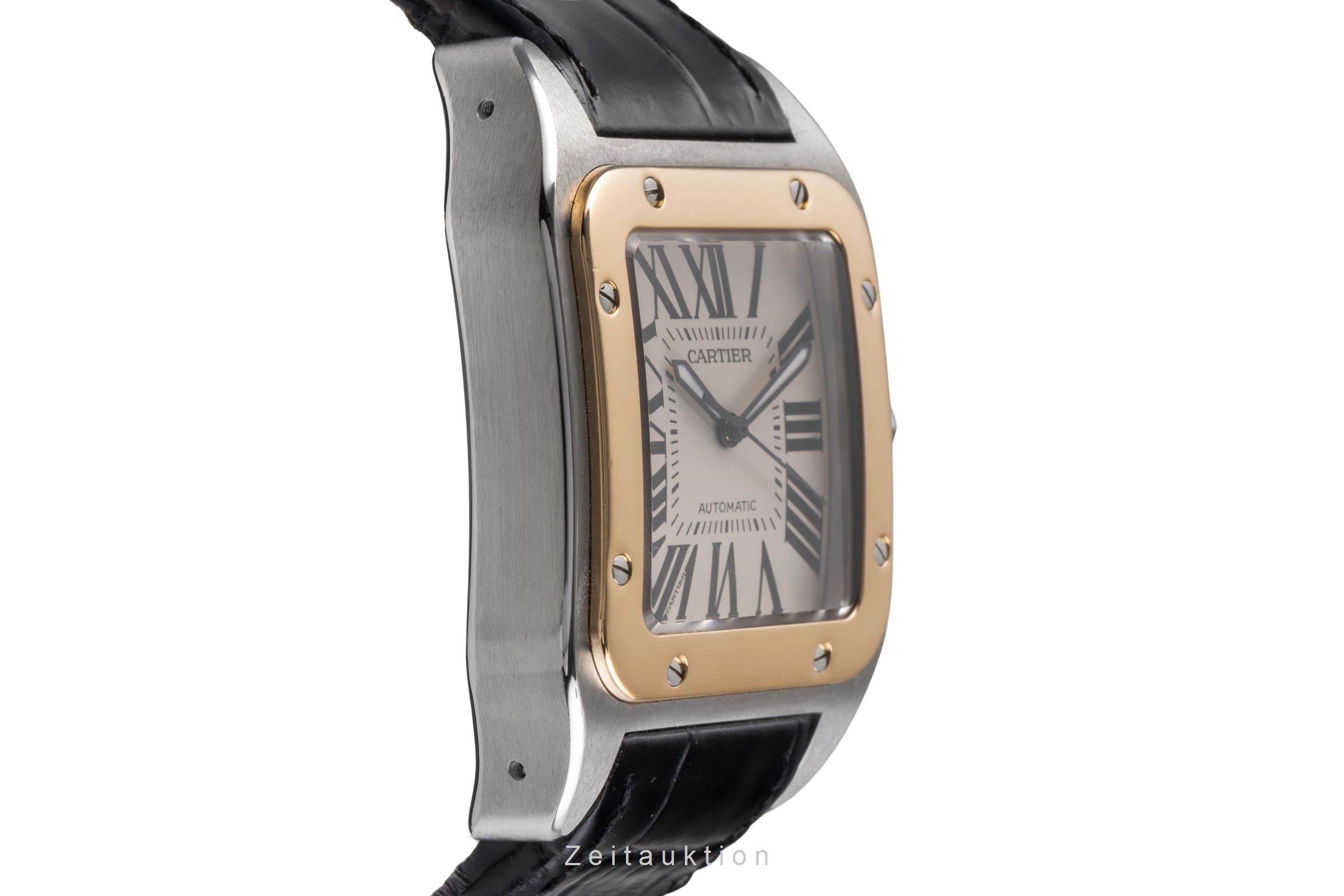 Cartier Santos 100 XL Stahl Gold Automatik Herrenuhr Ref. W20072X7 B&P 2015 [2504420]