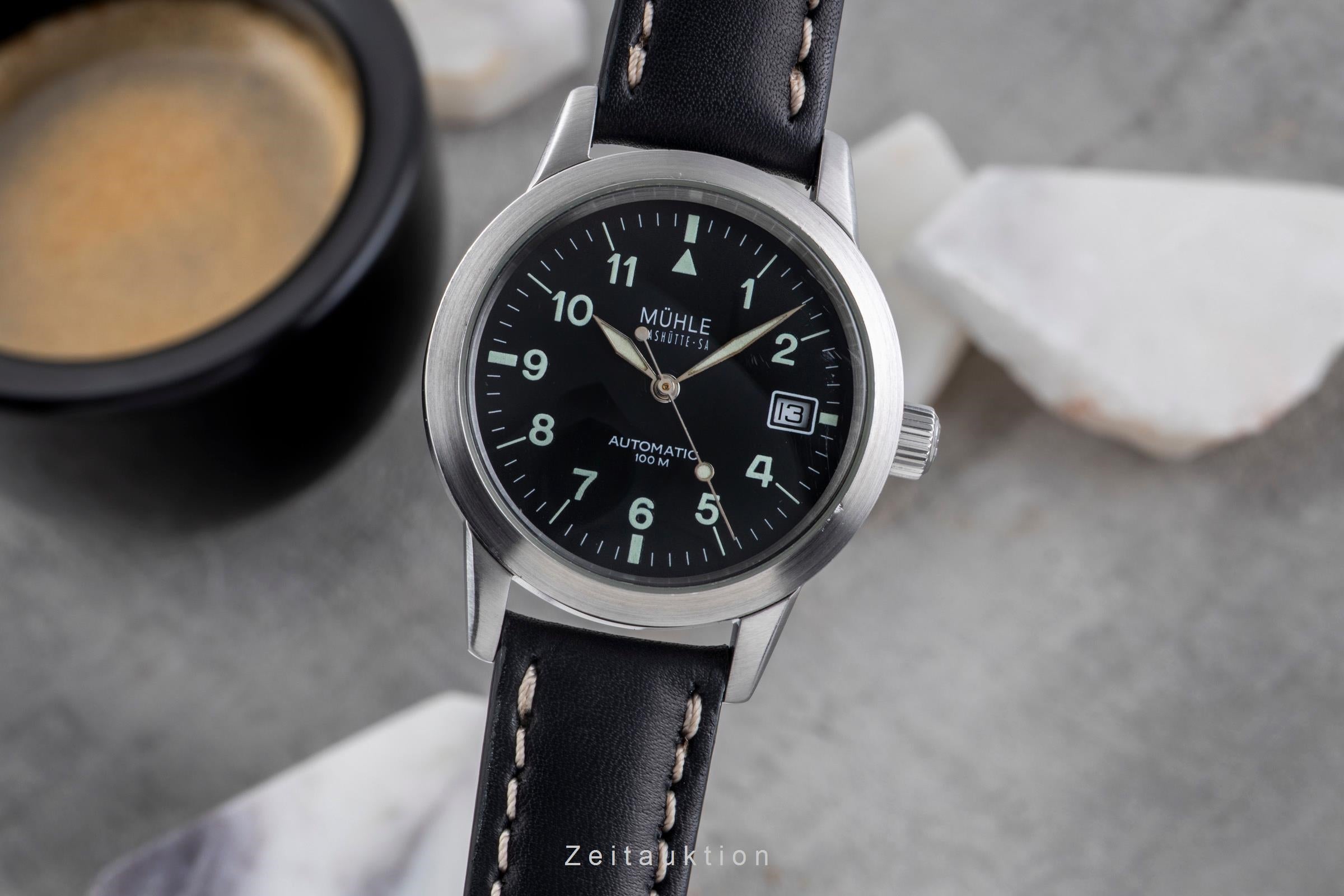 Mühle Sports M12 Stahl Automatik Herrenuhr Ref. M1-26-10 Box & Papiere 1998	  [2504425]