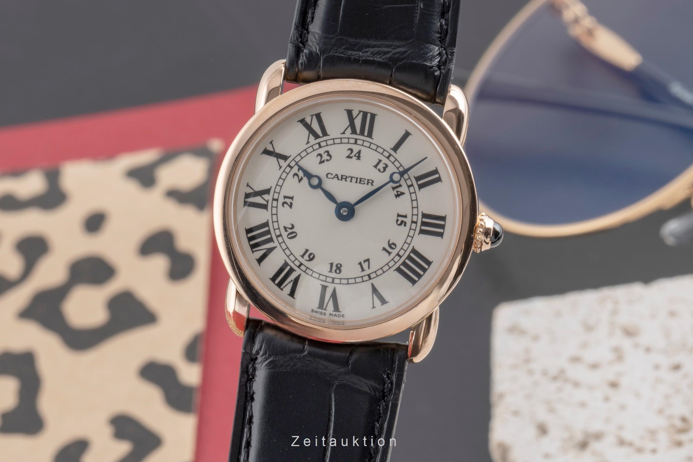 Cartier Ronde Louis 18 ct red gold quartz Kal. 690 Ref. W6800151