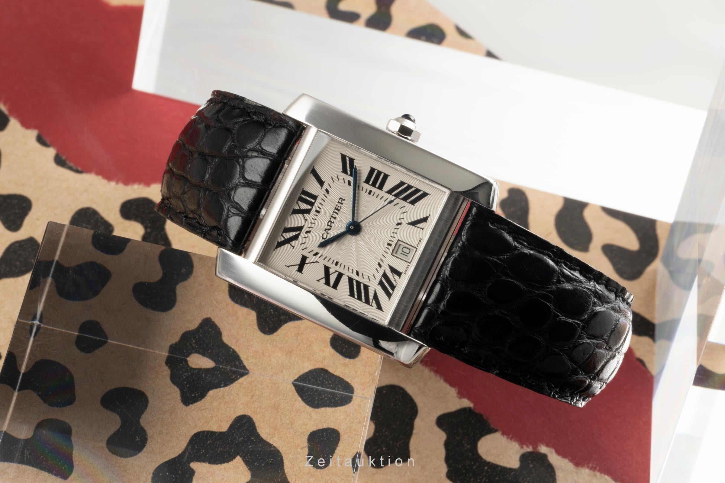 Cartier Tank Francaise LM 18k Weissgold Automatik Herrenuhr Medium Ref. W5001156 [2504466]