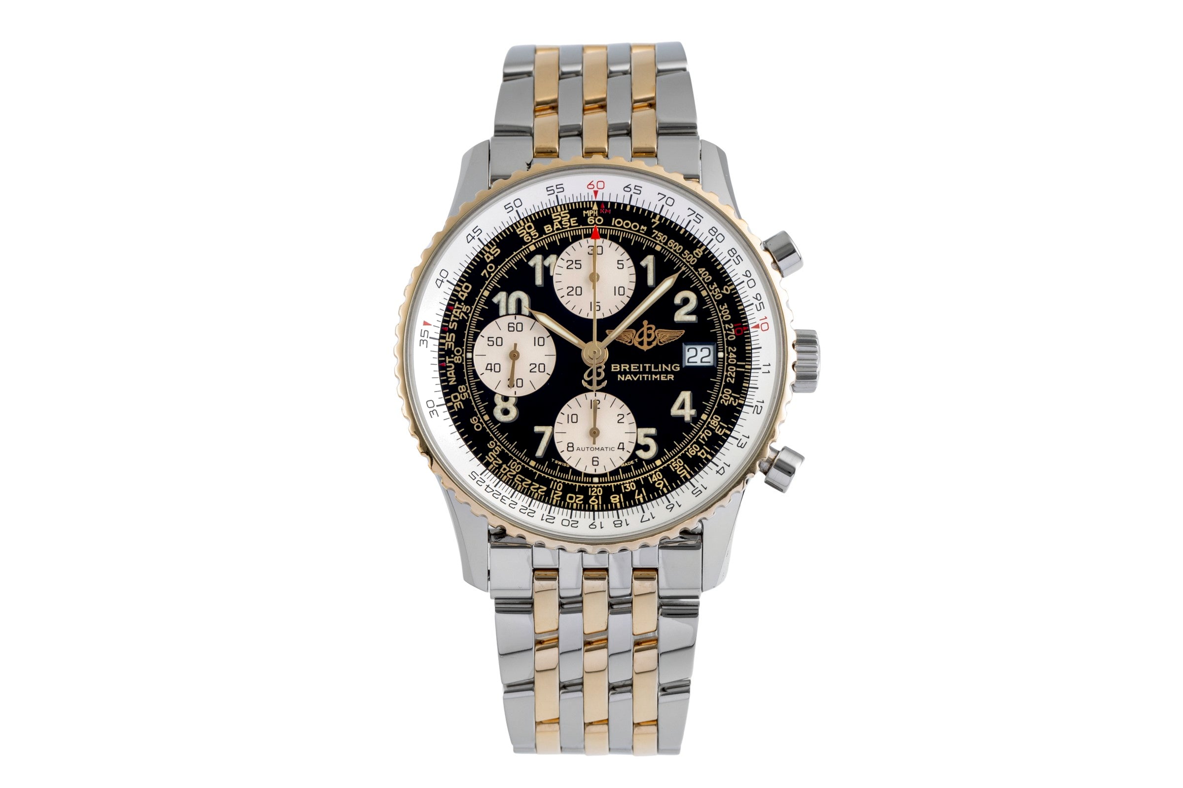 Breitling Old Navitimer chronograph steel / gold automatic men's watch D13022  [2504470]