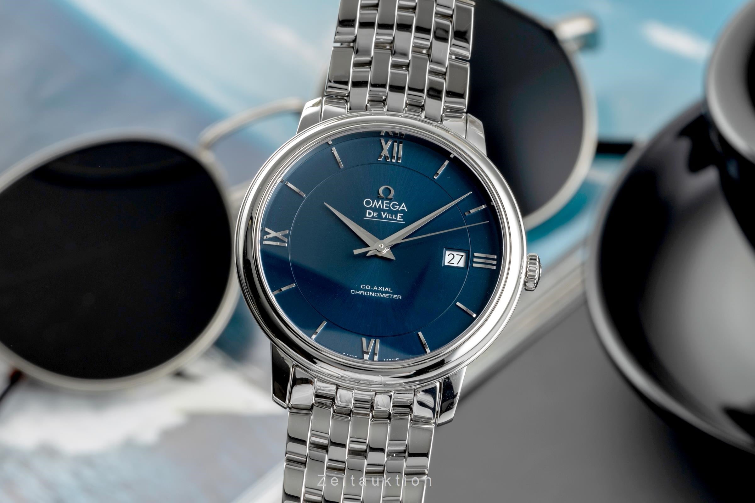 Omega De Ville acero automático reloj para caballeros 424.10.40.20.03.001 LP: 4100EUR  [2504473]