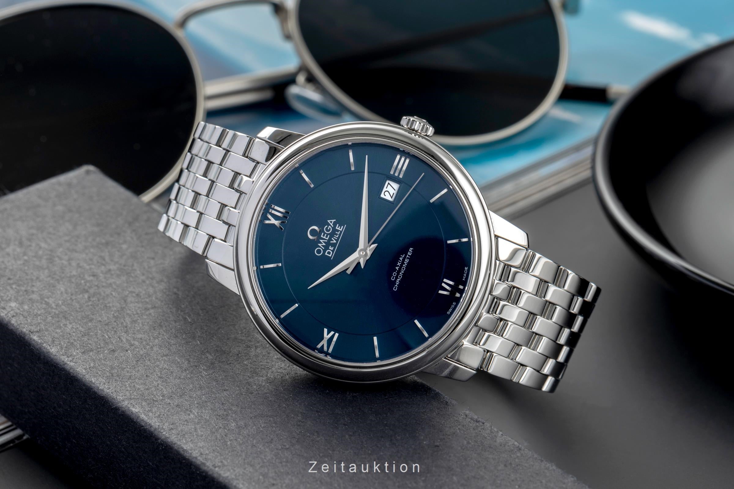 Omega De Ville acero automático reloj para caballeros 424.10.40.20.03.001 LP: 4100EUR  [2504473]