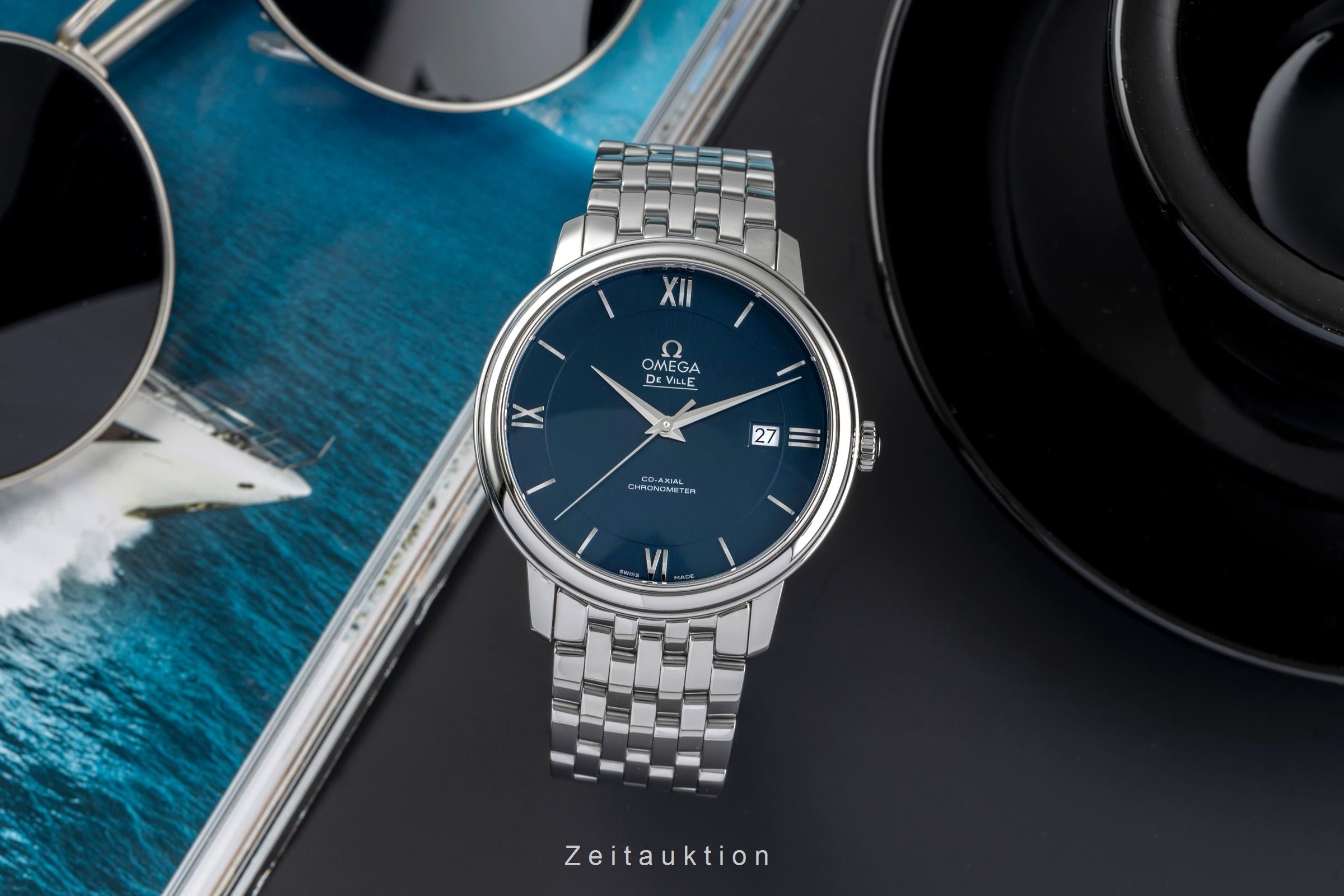 Omega De Ville acero automático reloj para caballeros 424.10.40.20.03.001 LP: 4100EUR  [2504473]