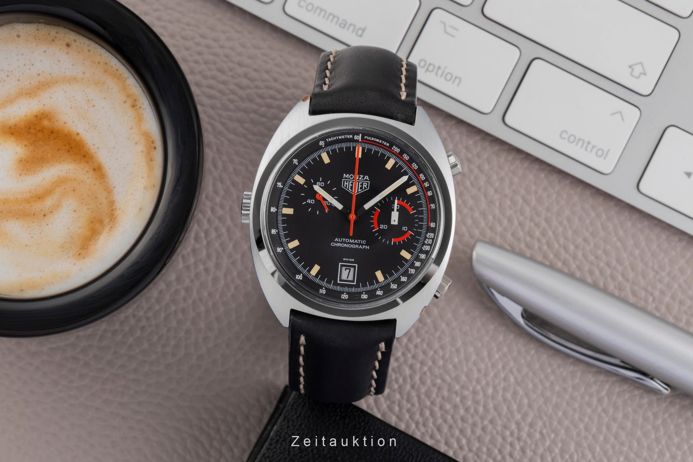 Heuer Monza chronographe laiton chromé automatique montre pour hommes 150.511 Vintage  [2504491]