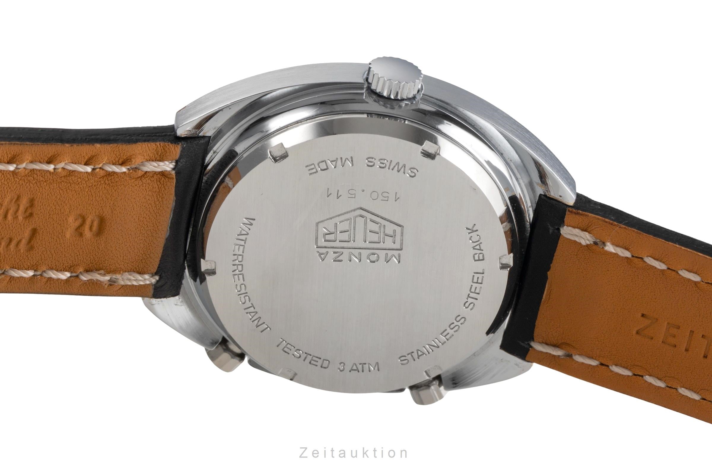 Heuer Monza chronographe laiton chromé automatique montre pour hommes 150.511 Vintage  [2504491]