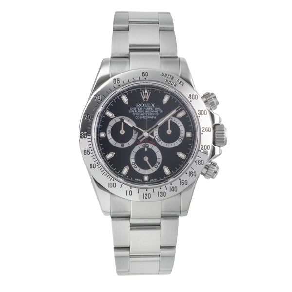 Rolex Daytona Black Dial Chronograph Stahl Automatik Herrenuhr Ref. 116520 B&P [2504501]