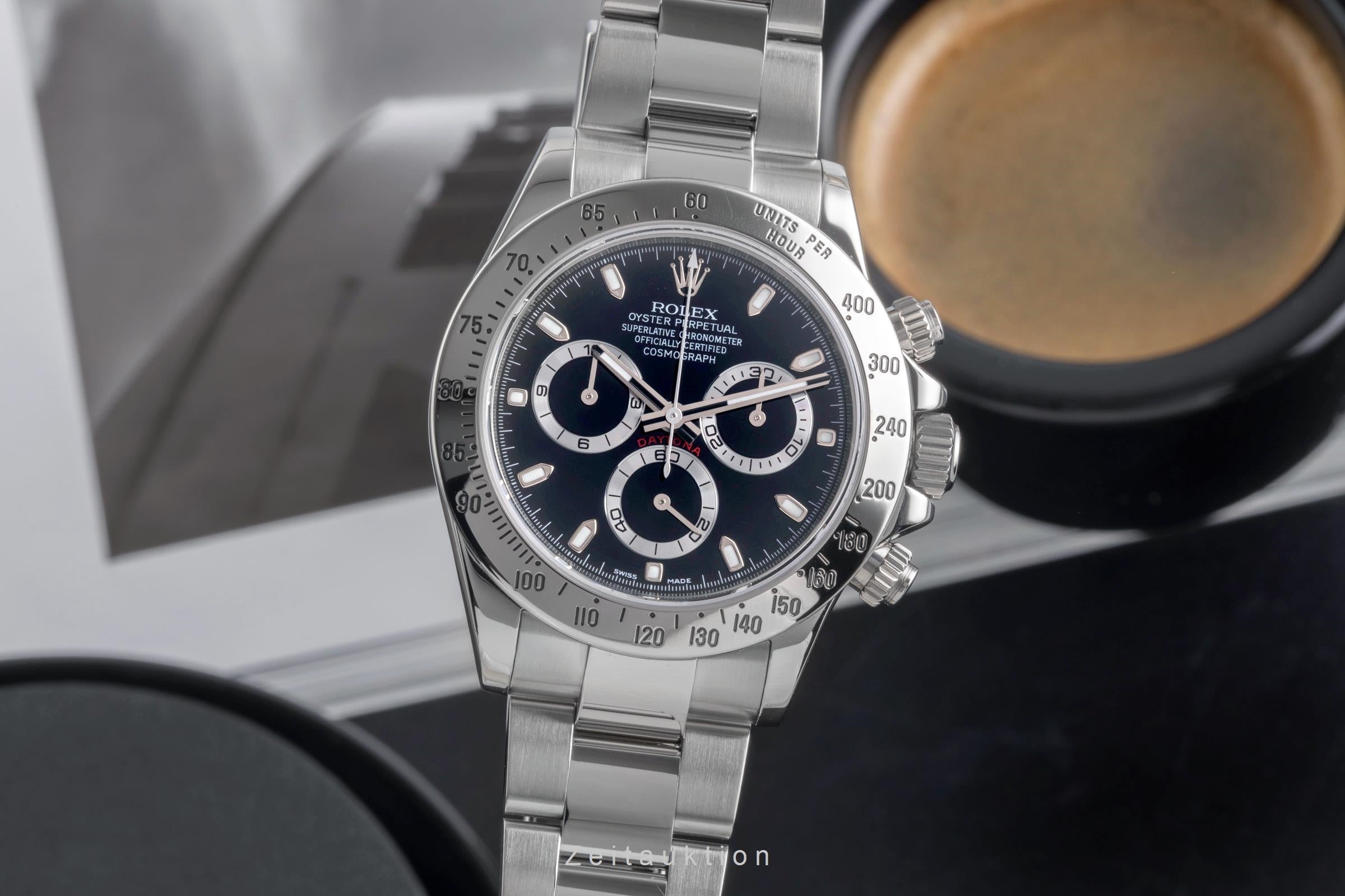 Rolex Daytona Black Dial Chronograph Stahl Automatik Herrenuhr Ref. 116520 B&P [2504501]