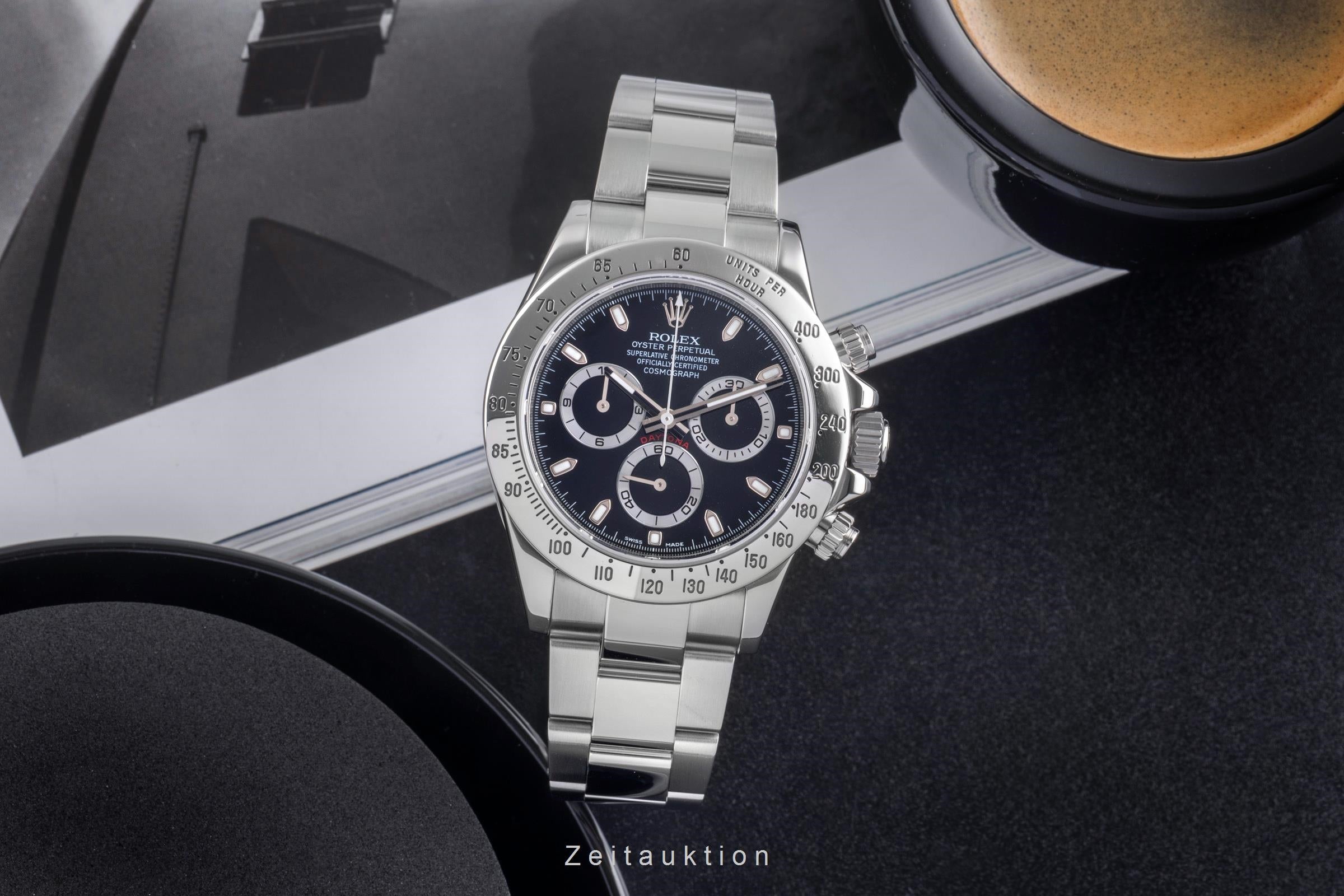 Rolex Daytona Black Dial Chronograph Stahl Automatik Herrenuhr Ref. 116520 B&P [2504501]