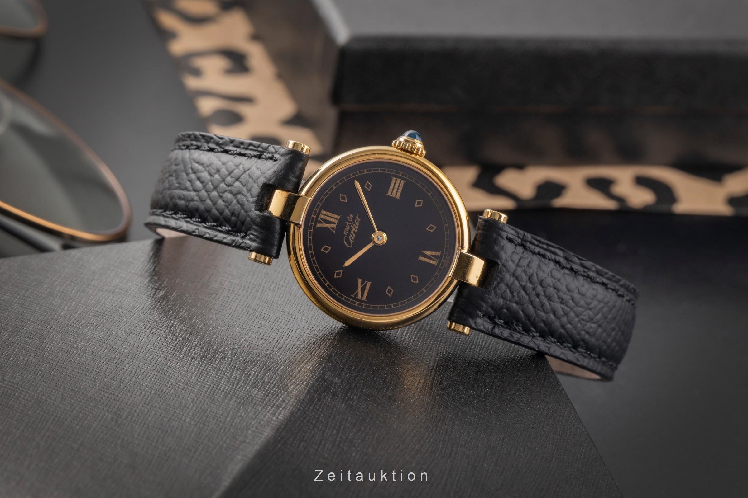 Cartier must Vendome Louis Cartier SM Vermeil 925 Damenuhr Ref. 590004 B&P 1994 [2504520]