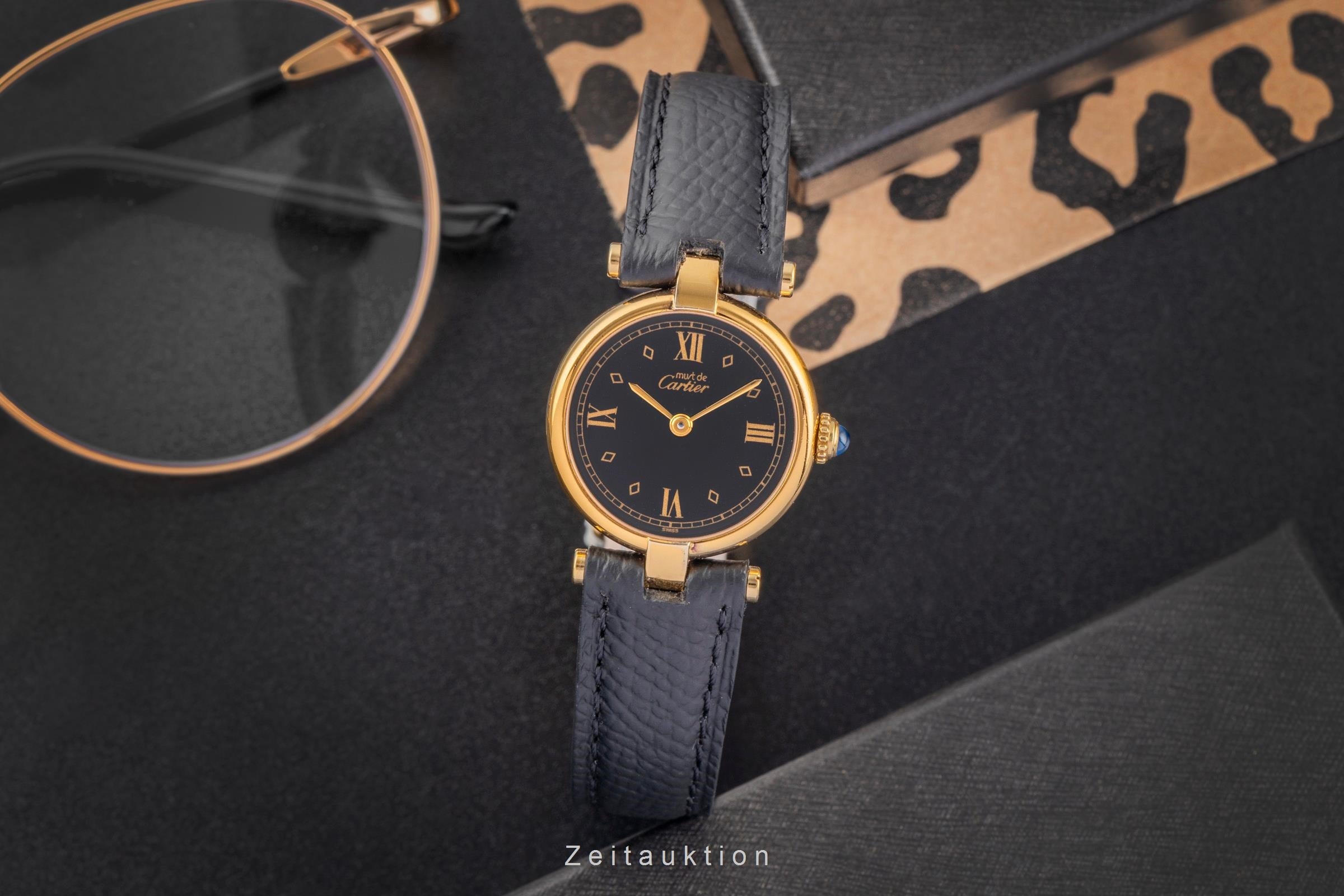 Cartier must Vendome Louis Cartier SM Vermeil 925 Damenuhr Ref. 590004 B&P 1994 [2504520]