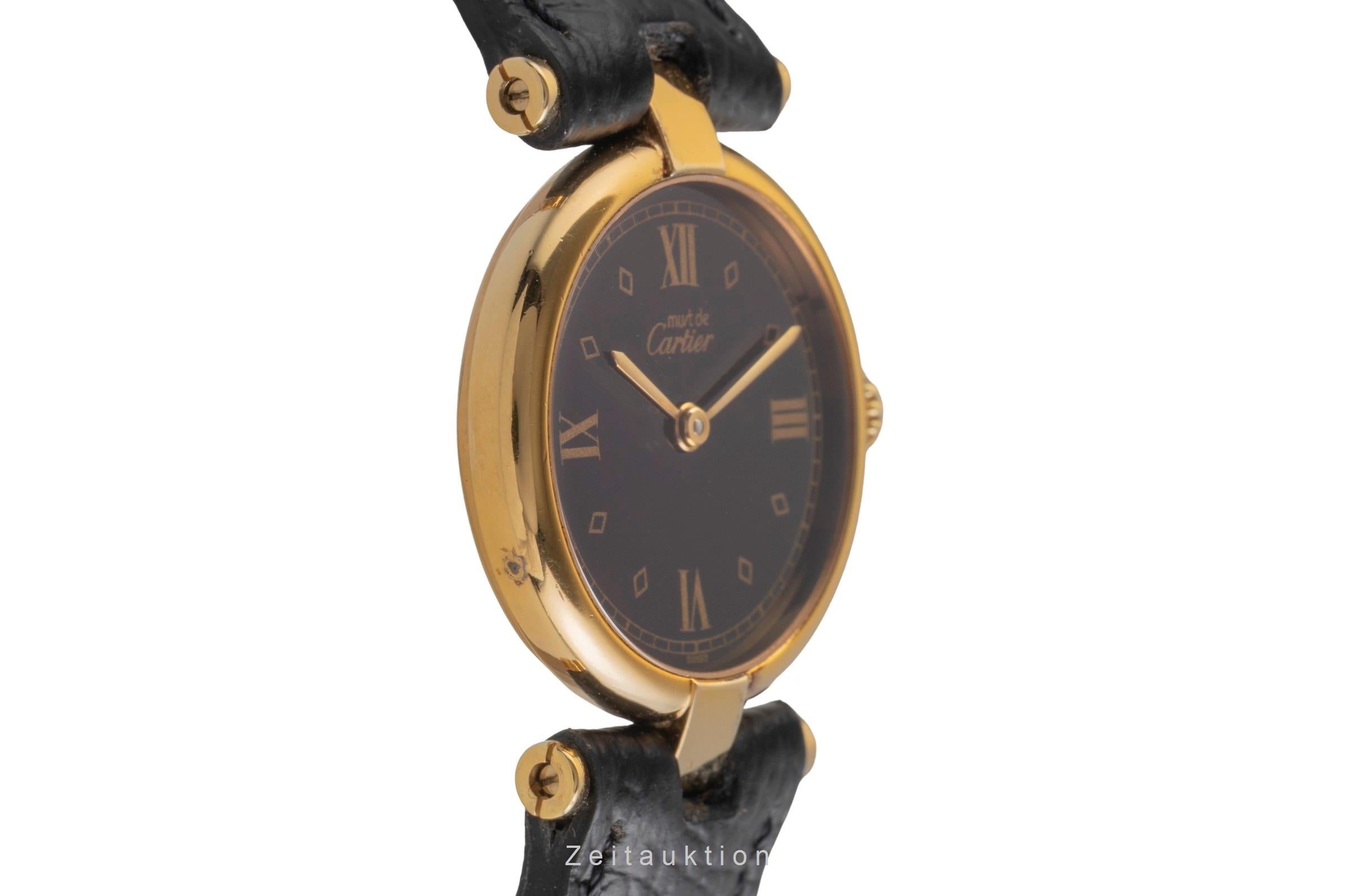 Cartier must Vendome Louis Cartier SM Vermeil 925 Damenuhr Ref. 590004 B&P 1994 [2504520]