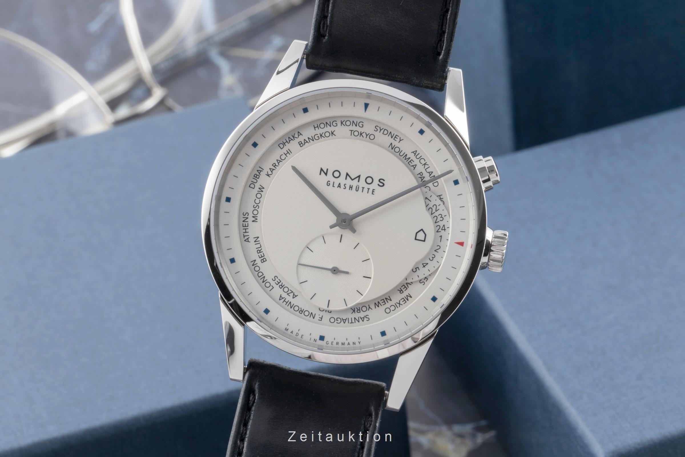 Nomos Zürich Weltzeituhr Stahl Automatik Herrenuhr Ref. 805 Box & Papiere 2025 [2504553]