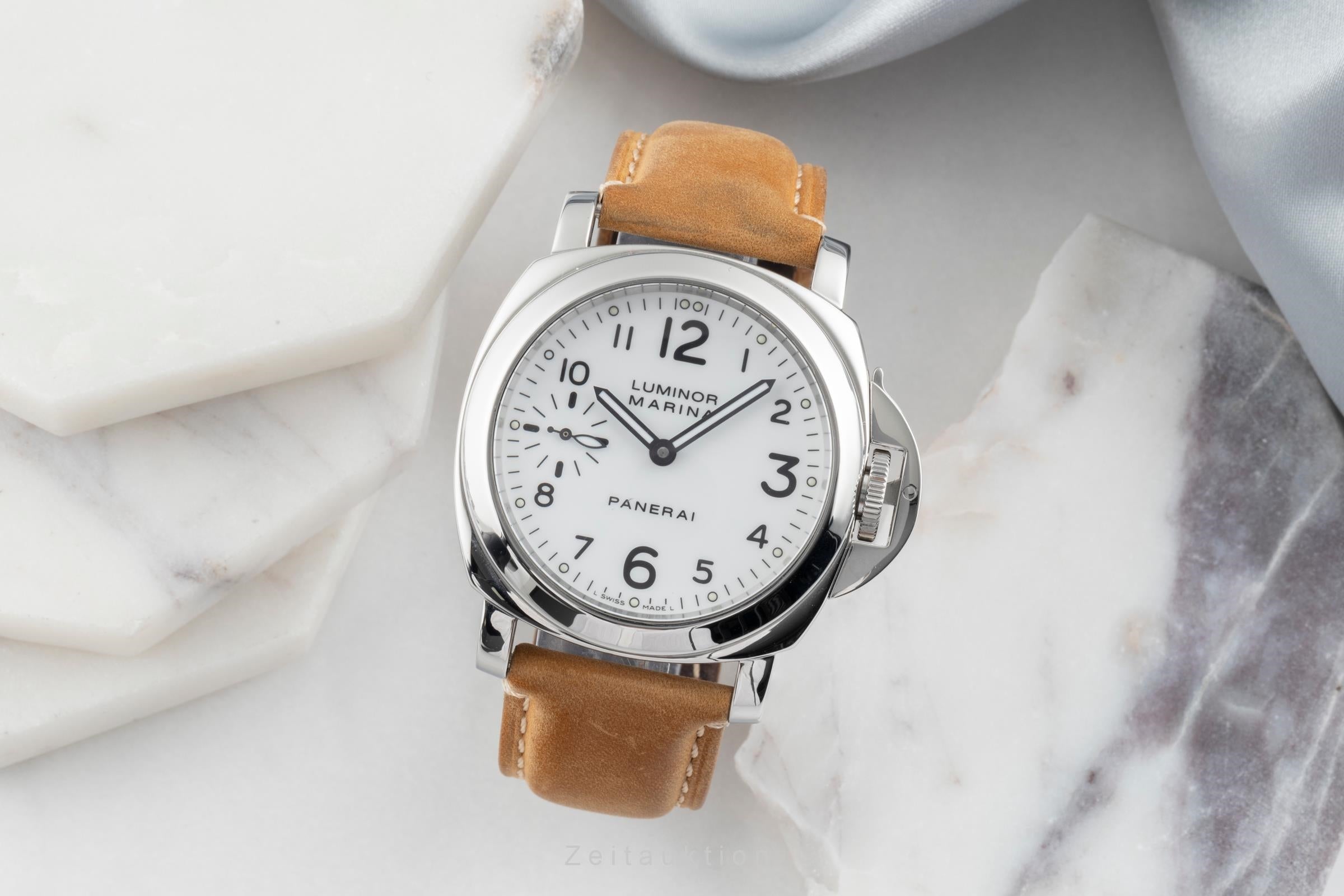 Panerai Luminor Marina acier à remontage manuel montre pour hommes PAM00113 LP: 6200EUR  [2504604]