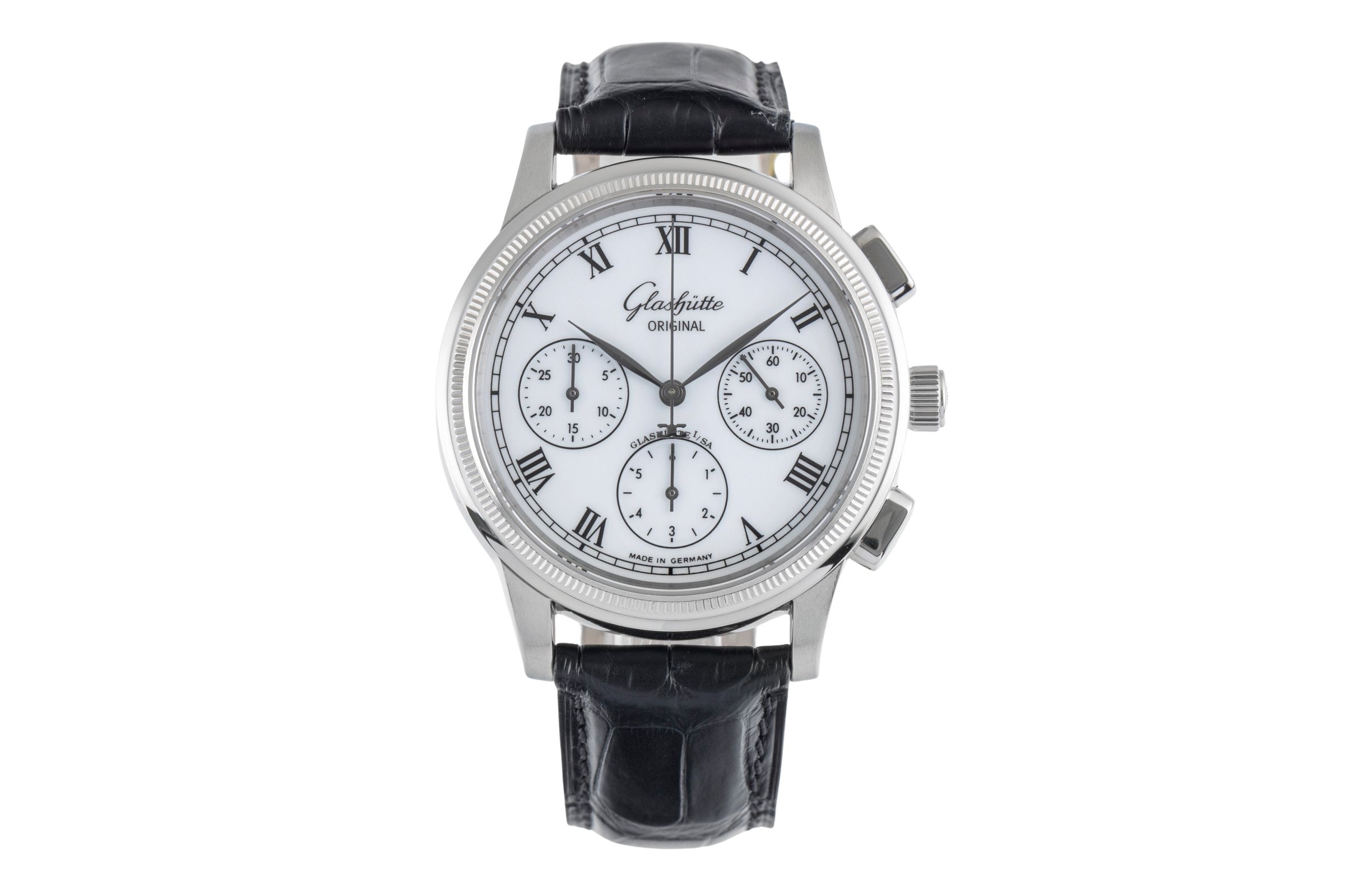 Glashütte Senator chronographe acier automatique montre pour hommes 1-39-31-05-03-04  [2504667]