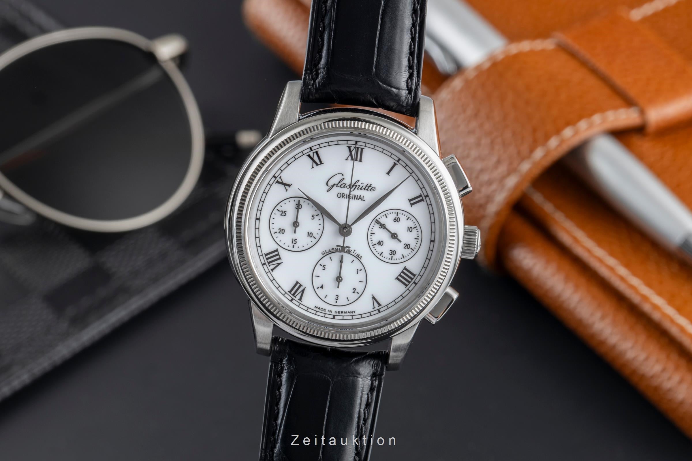 Glashütte Senator chronographe acier automatique montre pour hommes 1-39-31-05-03-04  [2504667]