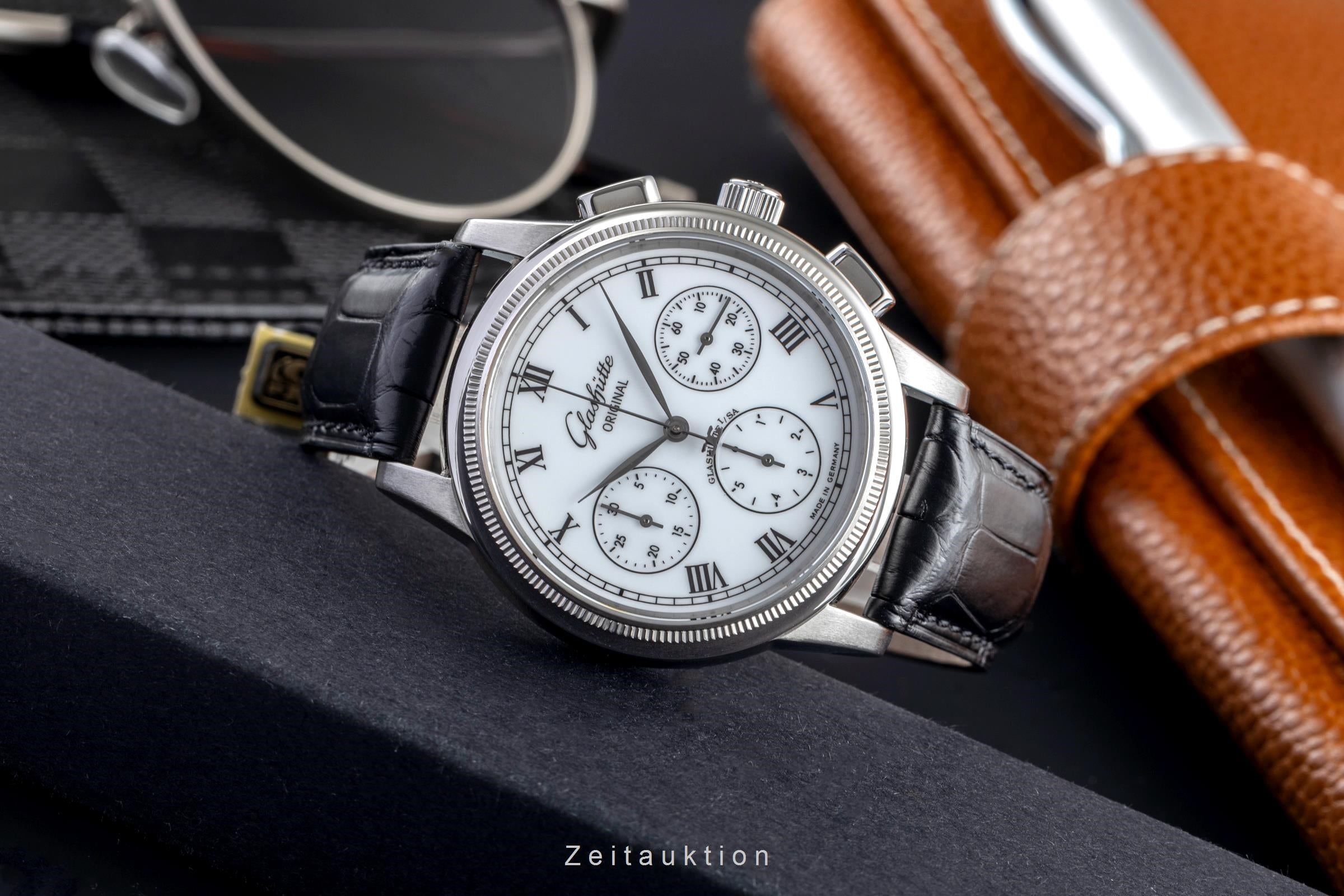 Glashütte Senator chronographe acier automatique montre pour hommes 1-39-31-05-03-04  [2504667]