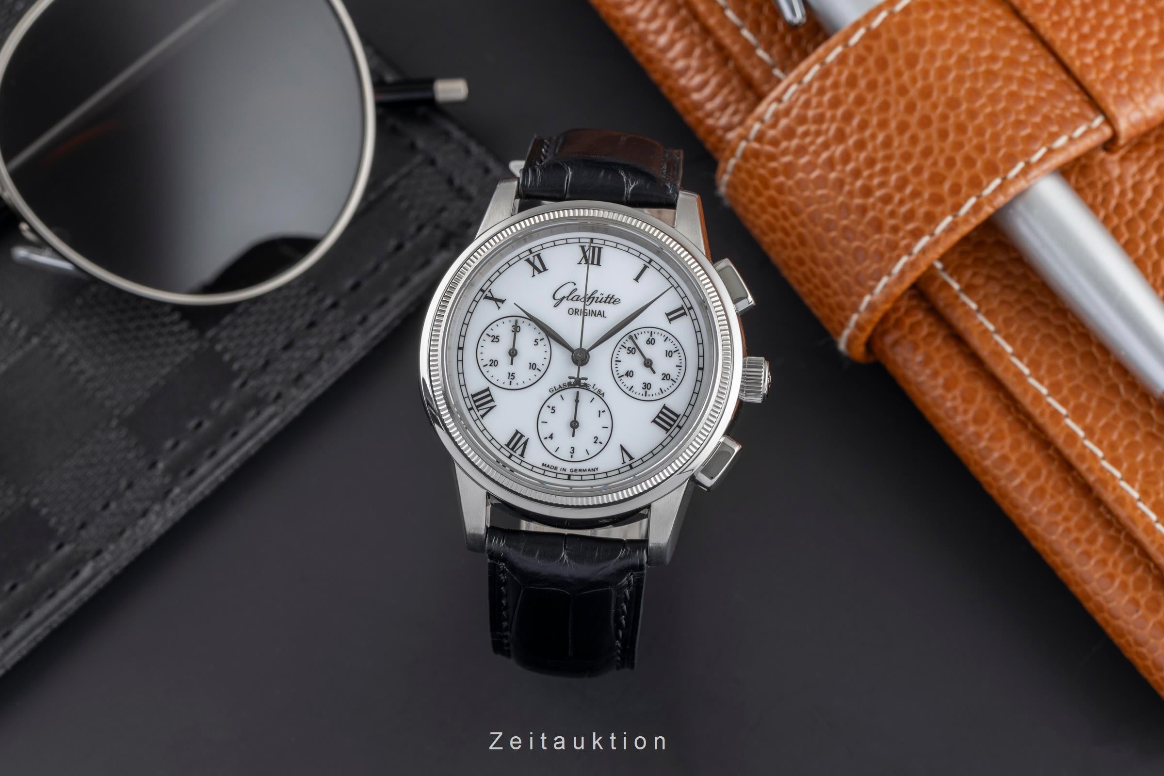 Glashütte Senator chronographe acier automatique montre pour hommes 1-39-31-05-03-04  [2504667]