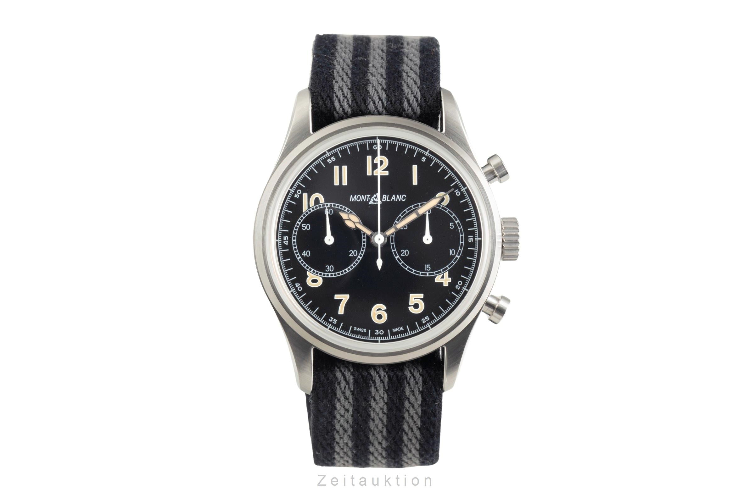 Montblanc 1858 chronographe acier automatique montre pour hommes 117835  7456  [2504690]
