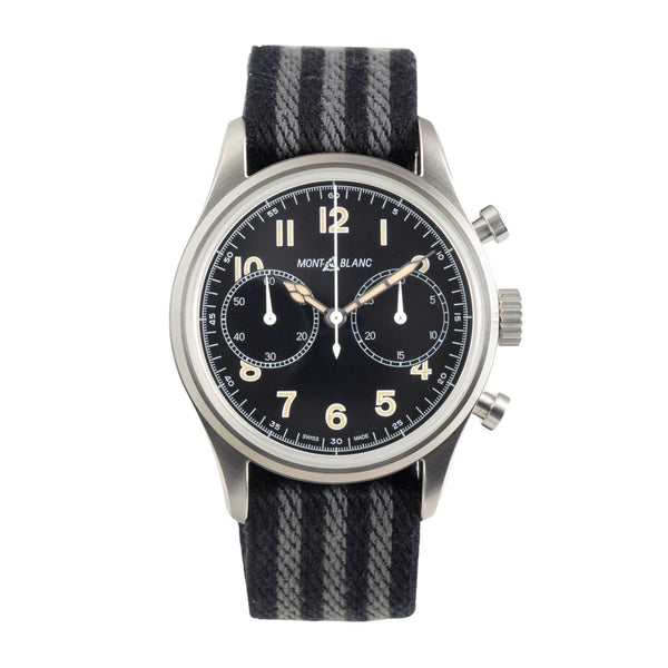 Montblanc 1858 chronographe acier automatique montre pour hommes 117835  7456  [2504690]