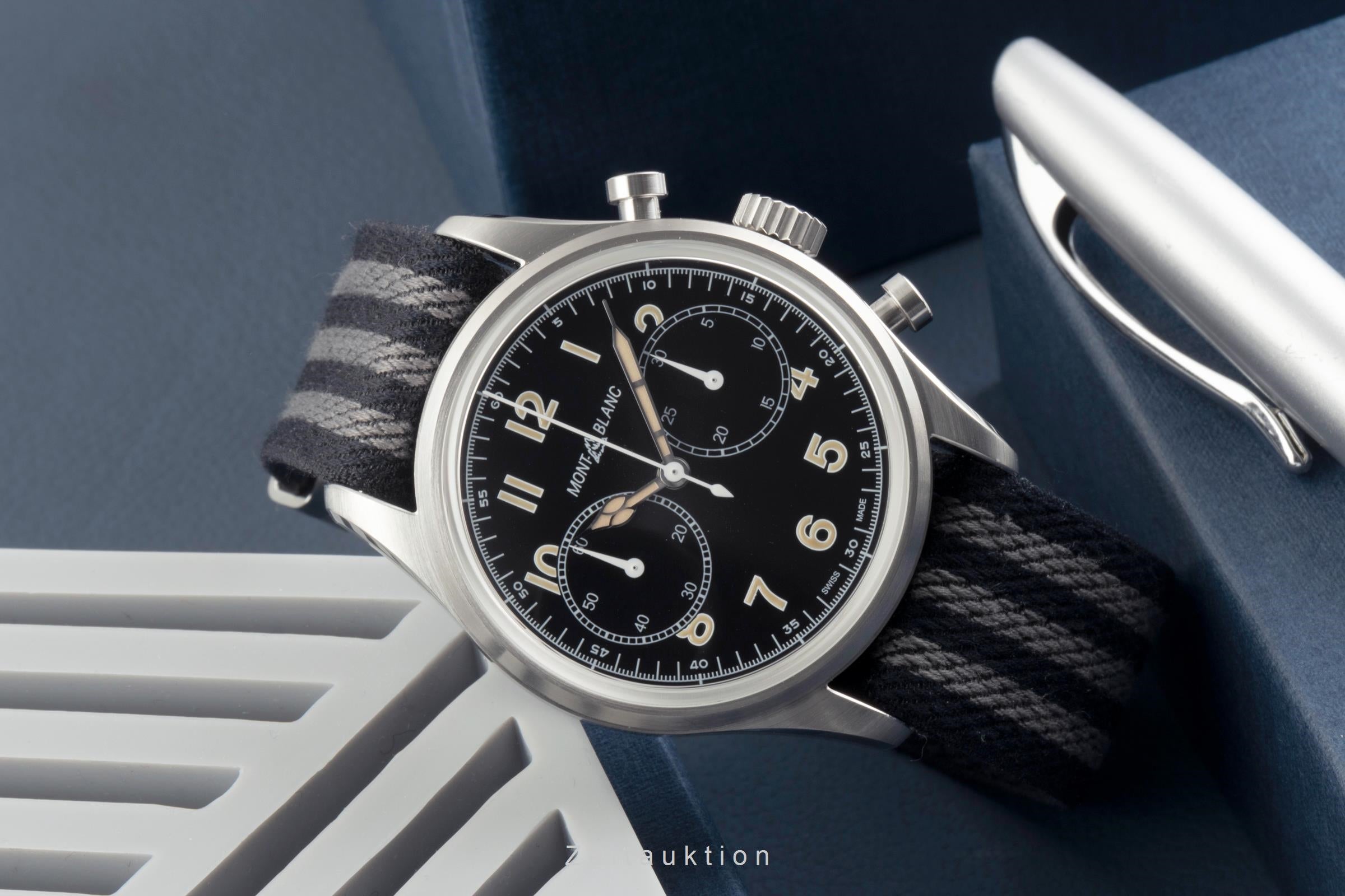 Montblanc 1858 chronographe acier automatique montre pour hommes 117835  7456  [2504690]