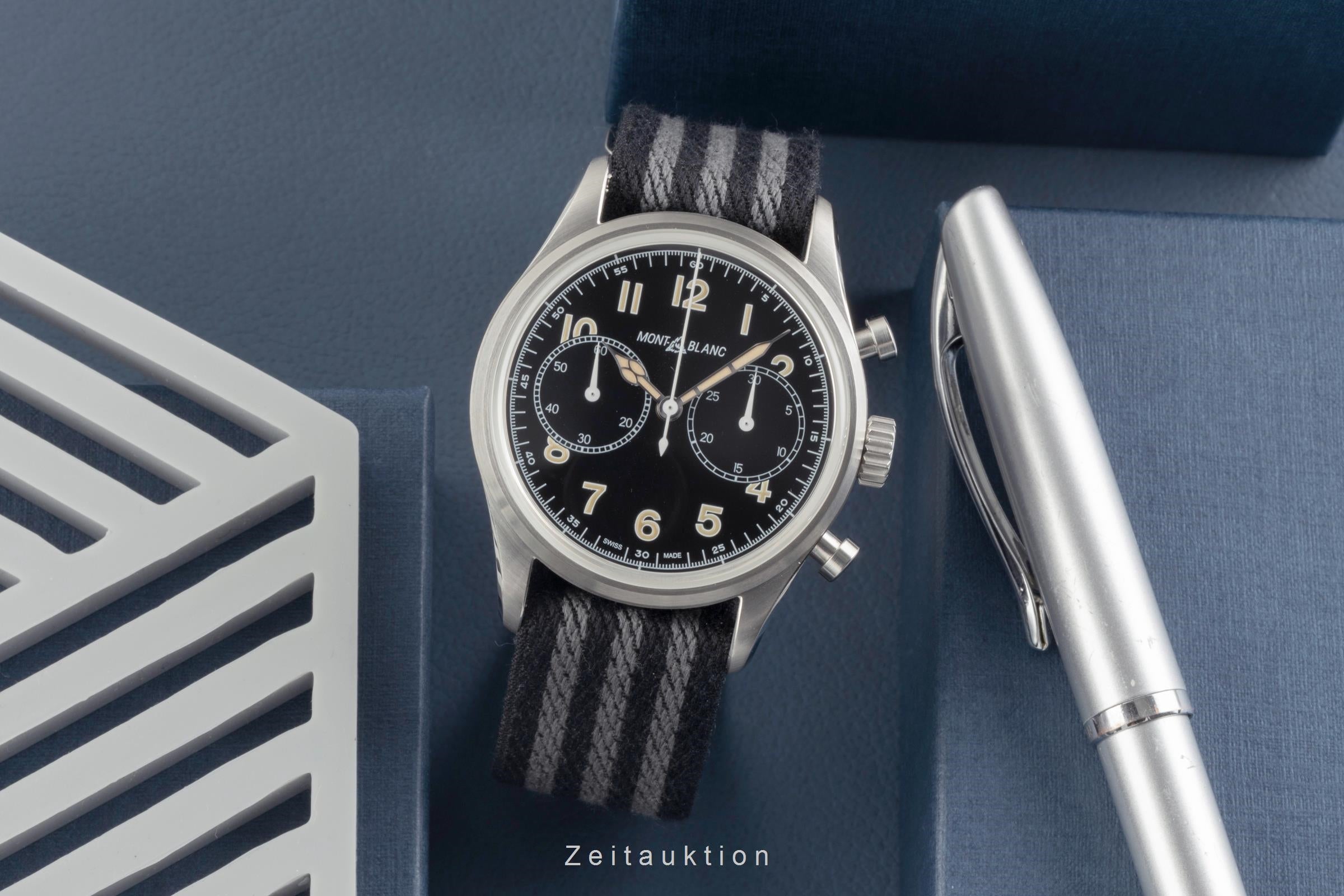 Montblanc 1858 chronographe acier automatique montre pour hommes 117835  7456  [2504690]