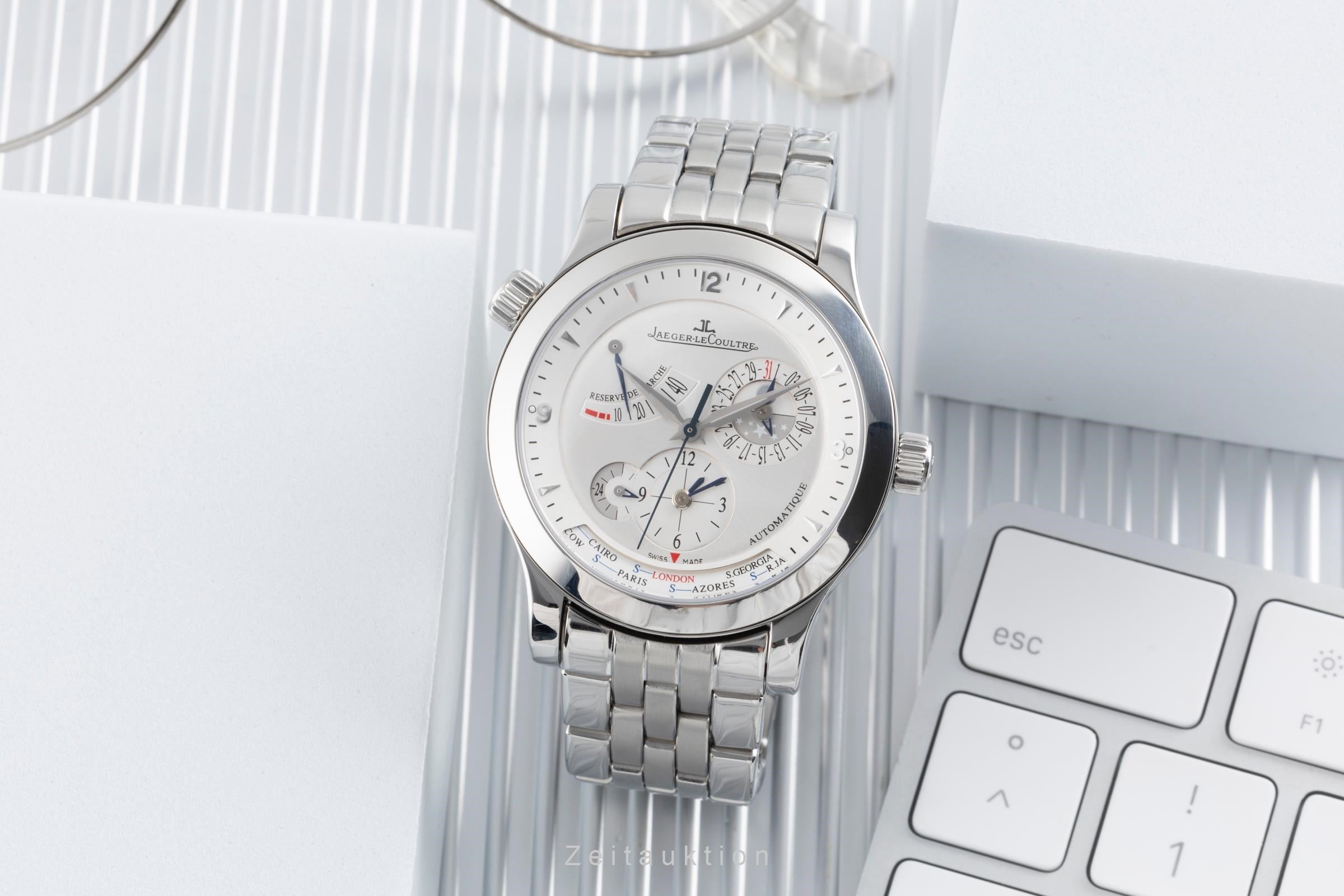 Jaeger LeCoultre Master Geographic acero automático reloj para caballeros Q1508120, 147.8.57.S  [2504736]