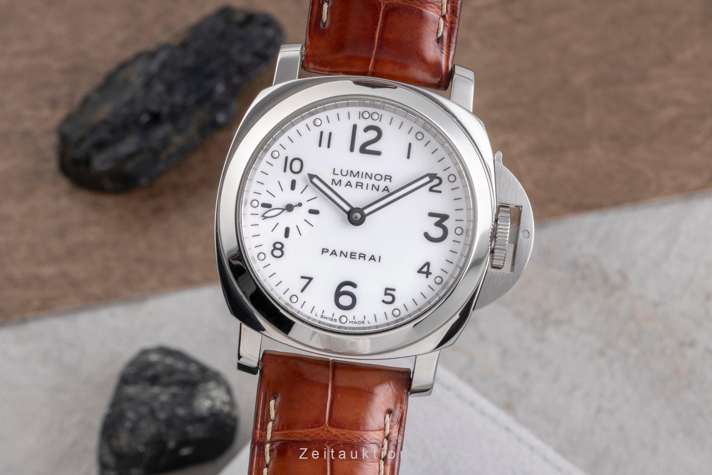 Panerai Luminor Marina acier à remontage manuel montre pour hommes PAM00113 LP: 6200EUR  [2504742]