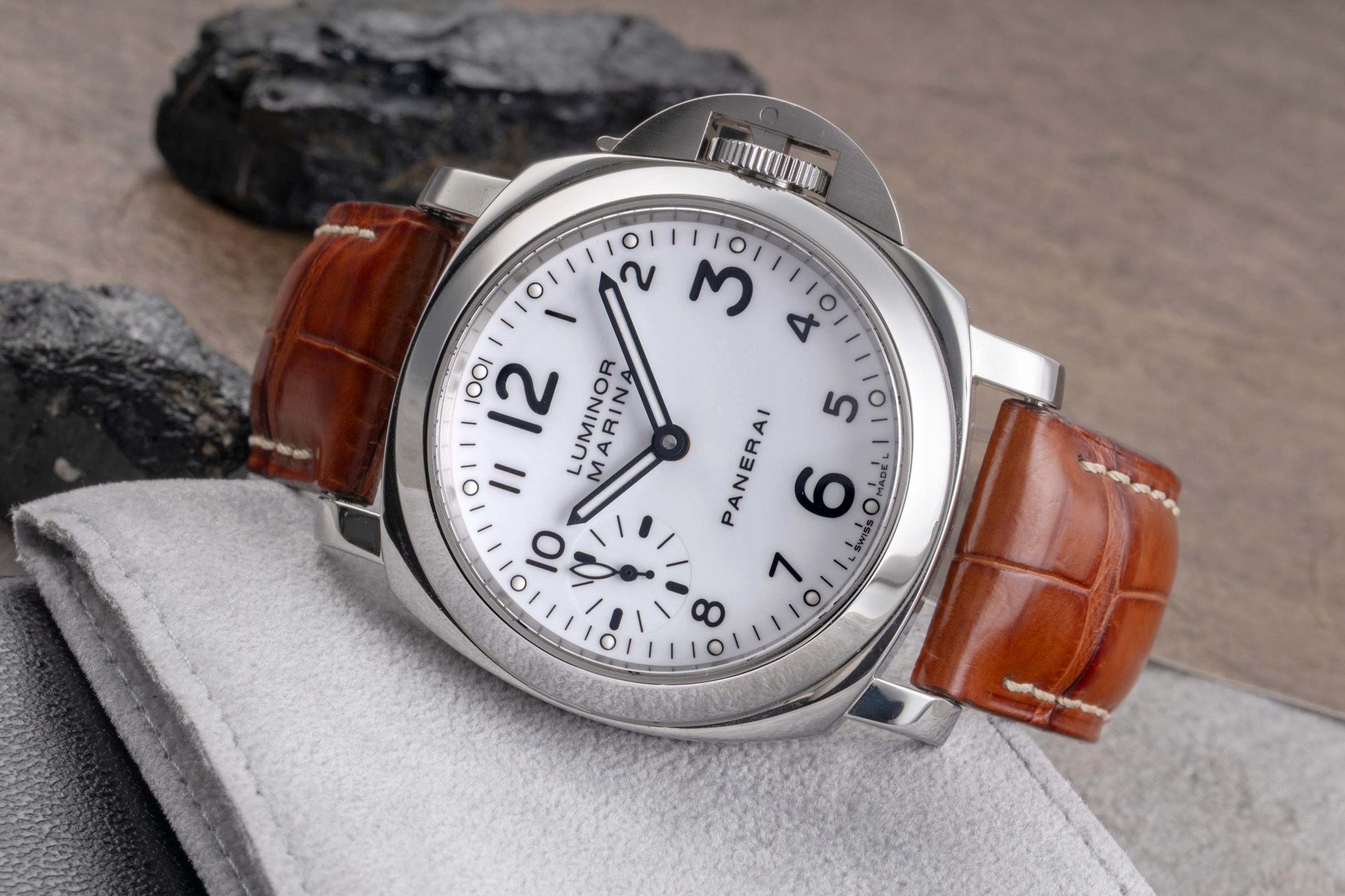 Panerai Luminor Marina acier à remontage manuel montre pour hommes PAM00113 LP: 6200EUR  [2504742]