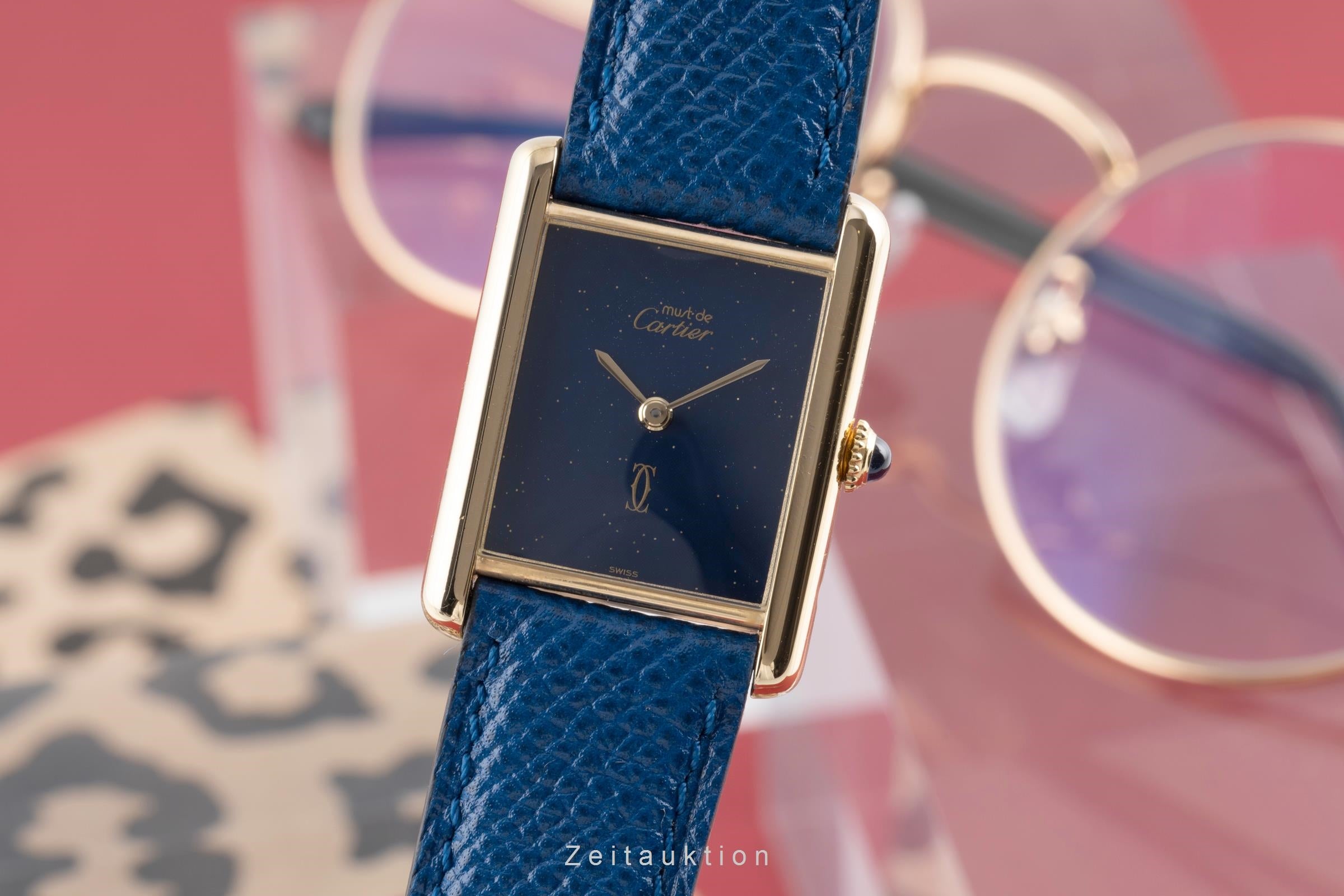 Cartier Tank Silber vergoldet Handaufzug 2504758