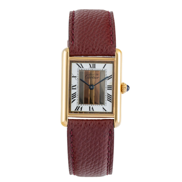 Cartier must Tank LM Trinity Dial Silber vergoldet Quarz Medium Size Ref. 590005 [2504764]